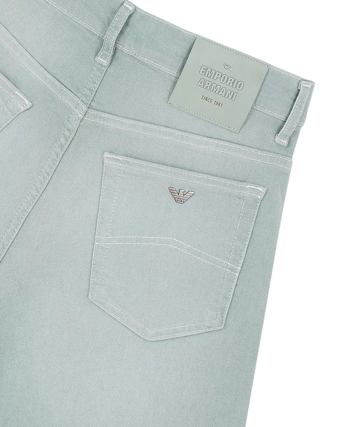 High Rise Straight Leg Jeans in Light Green - 5