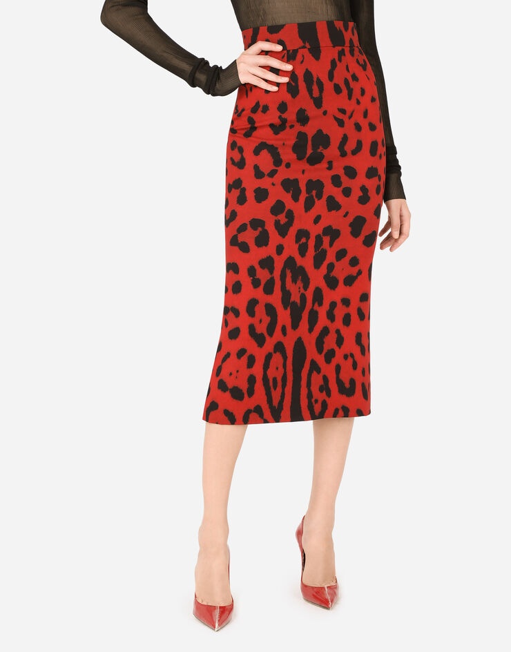 Leopard-print charmeuse skirt - 4