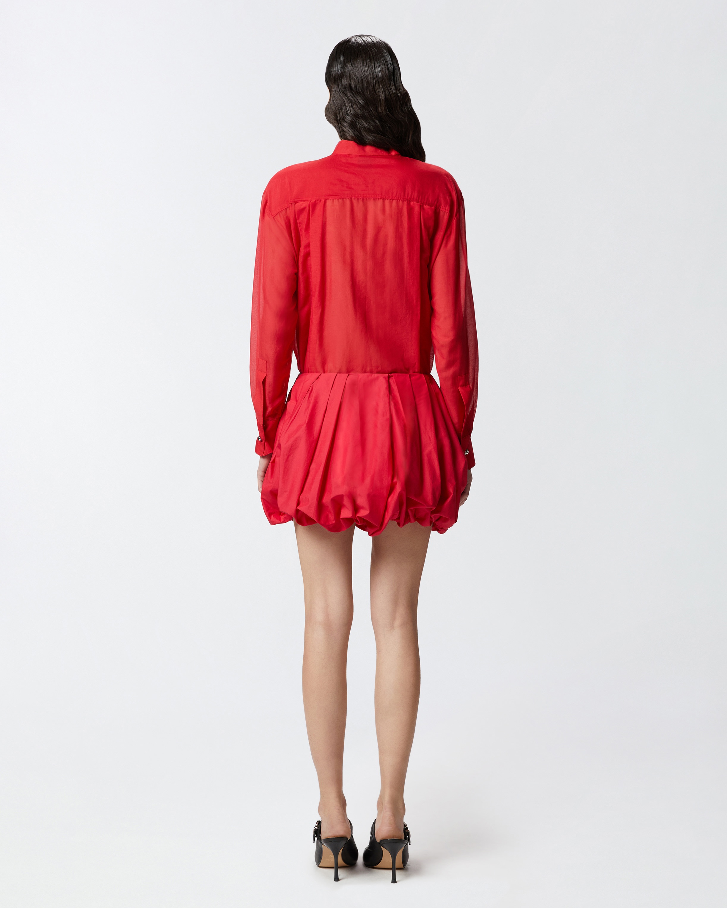 PLEATED POPLIN MINI BALLOON SKIRT - 4
