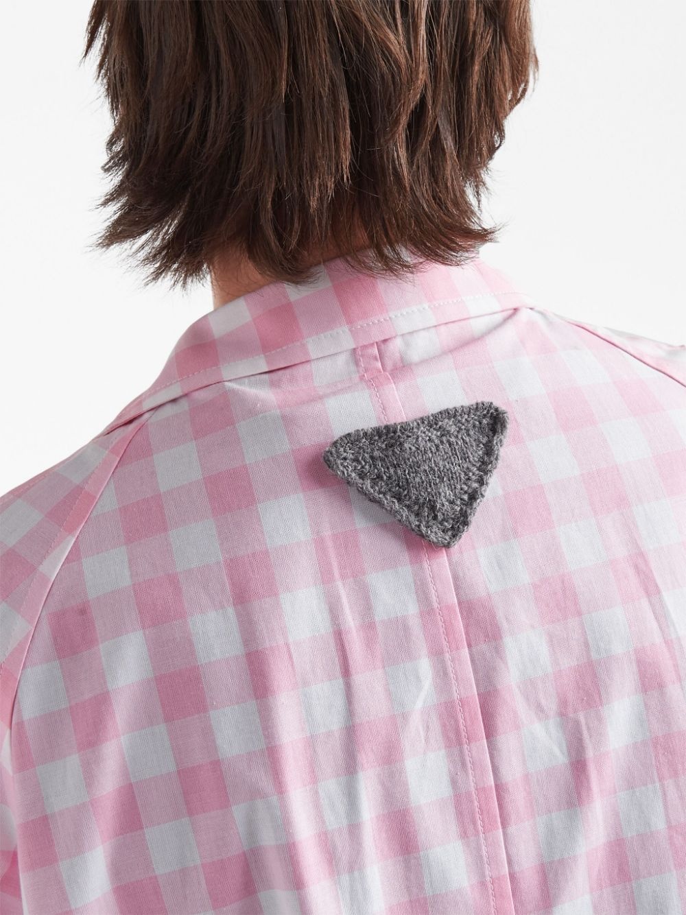 gingham-check cotton coat - 5