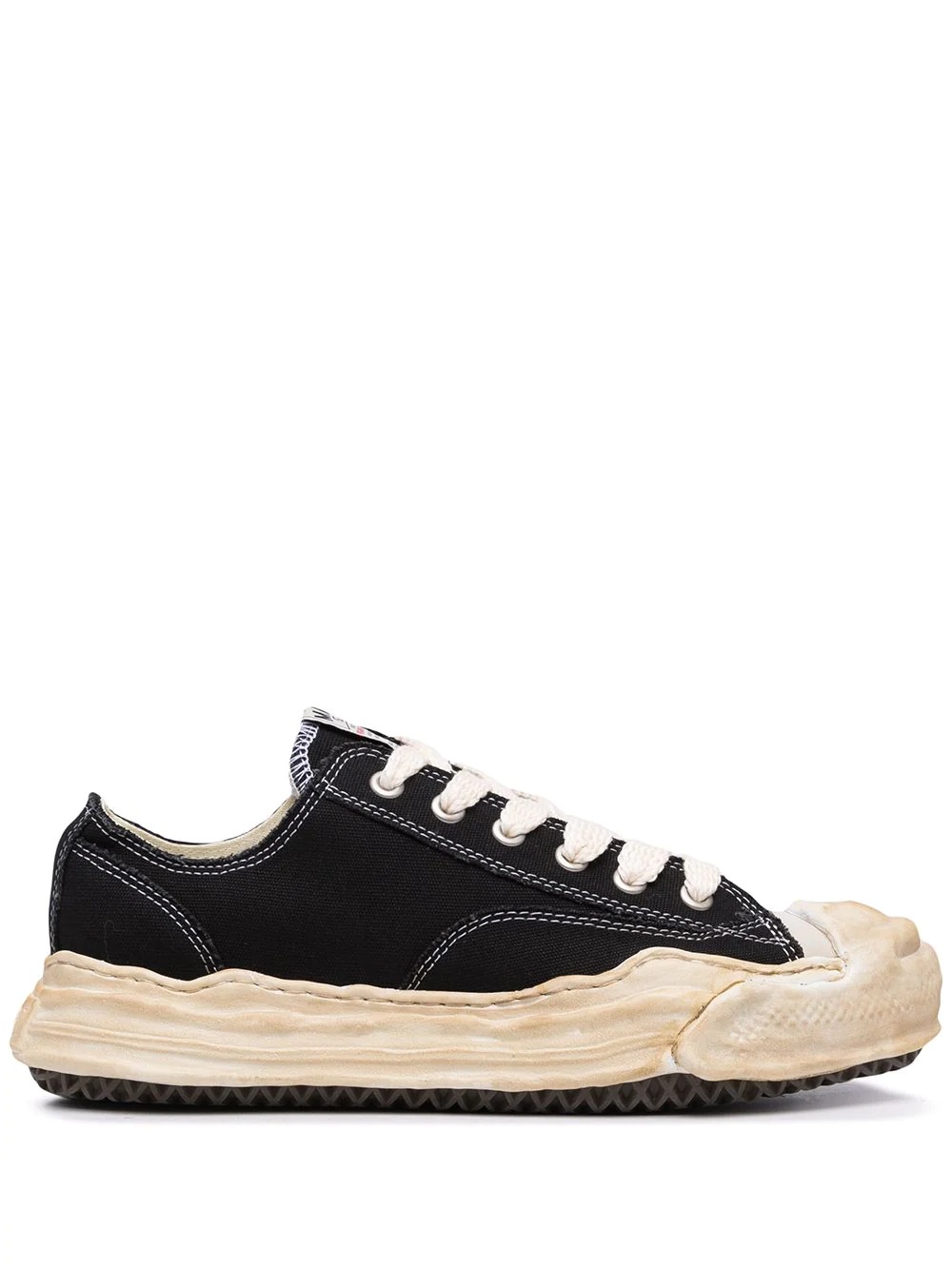 distressed-finish low top sneakers - 1