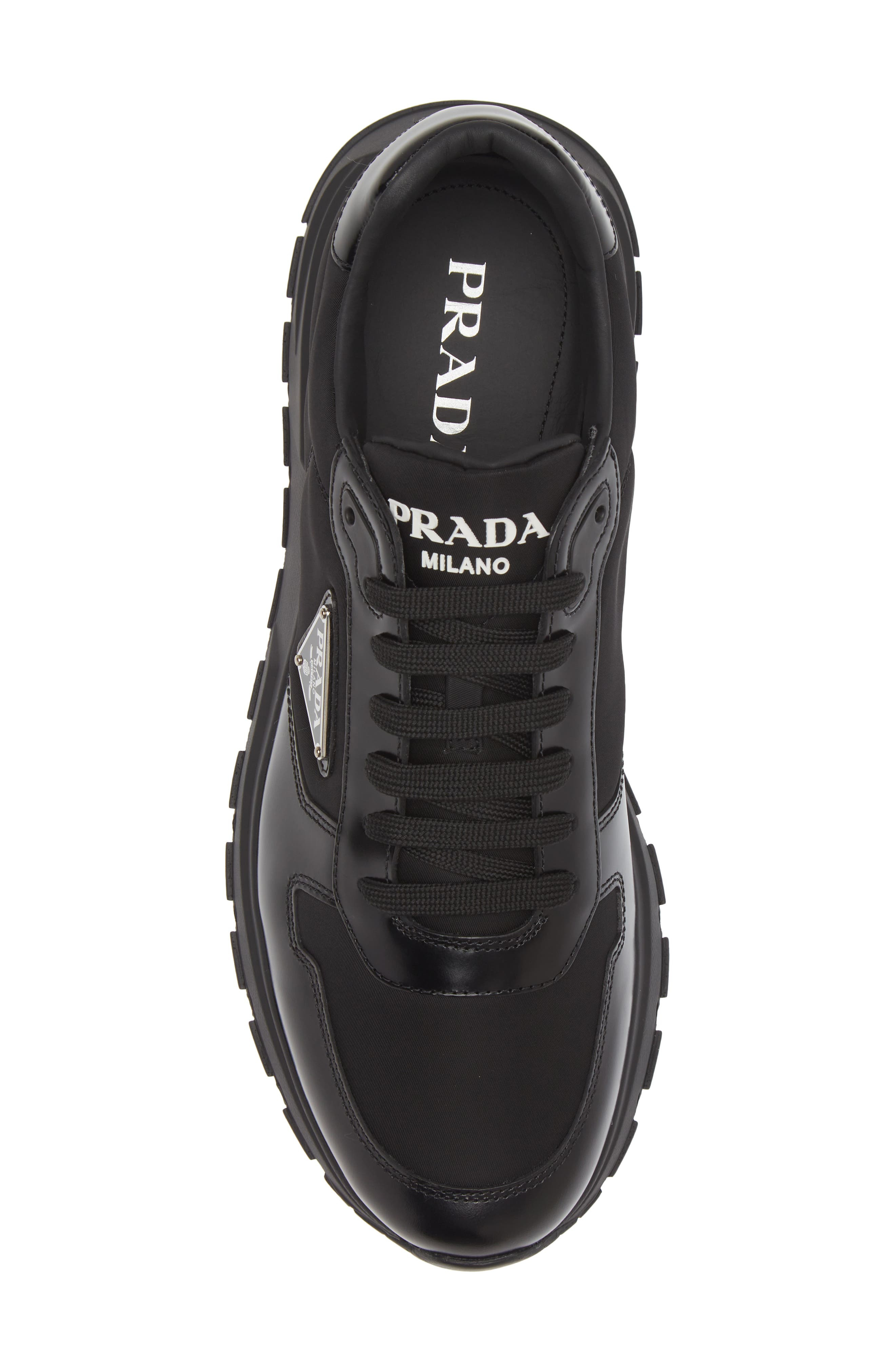 Prada Prax 1 Mixed Media Sneaker in Nero/Nero at Nordstrom - 5