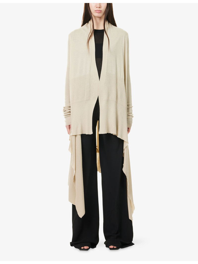 Rick Owens Draped Open-Front Wool Cardigan outlook