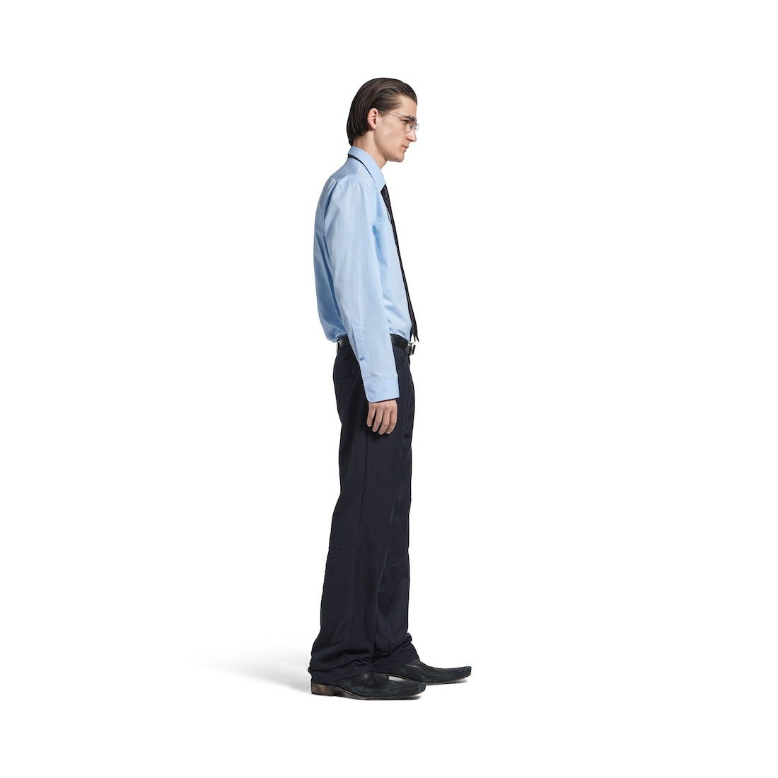 Men's Straight Tailored Pants in Dark Navy - 3