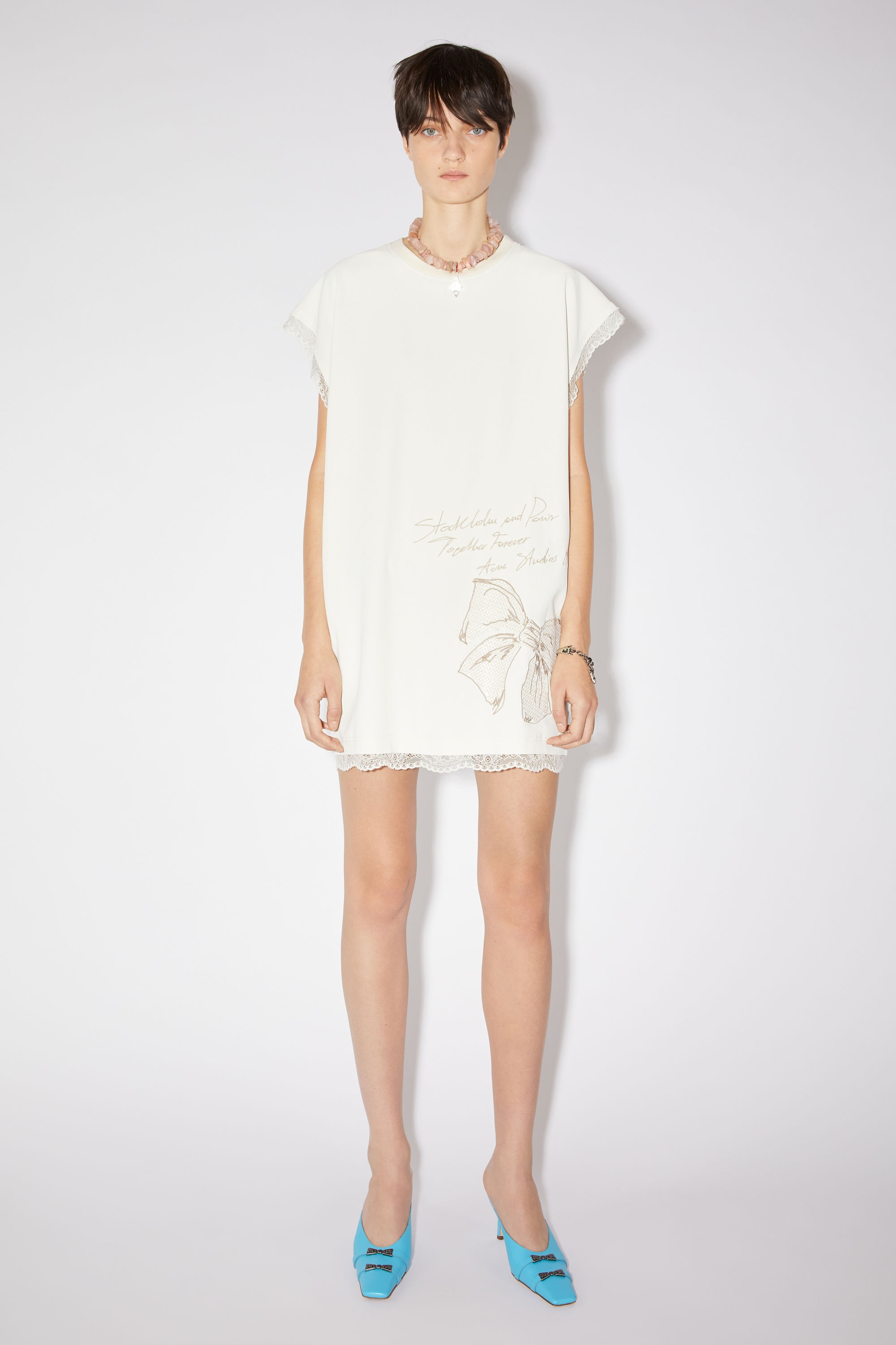Embroidered dress - Dusty white - 2