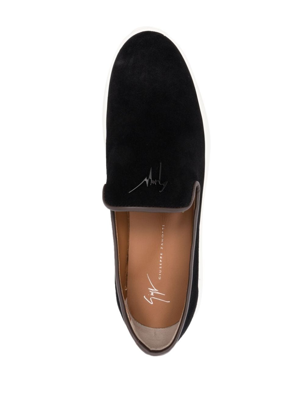 embossed-logo suede loafers - 4