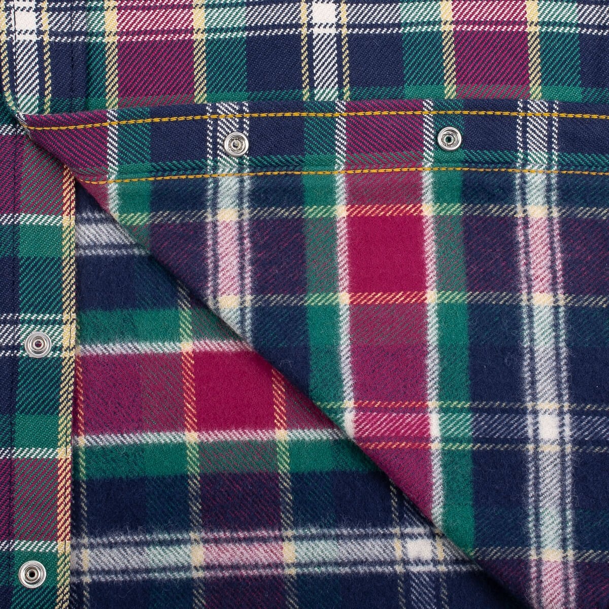 Ultra Heavy Flannel Crazy Check Western Shirt - Navy - 11