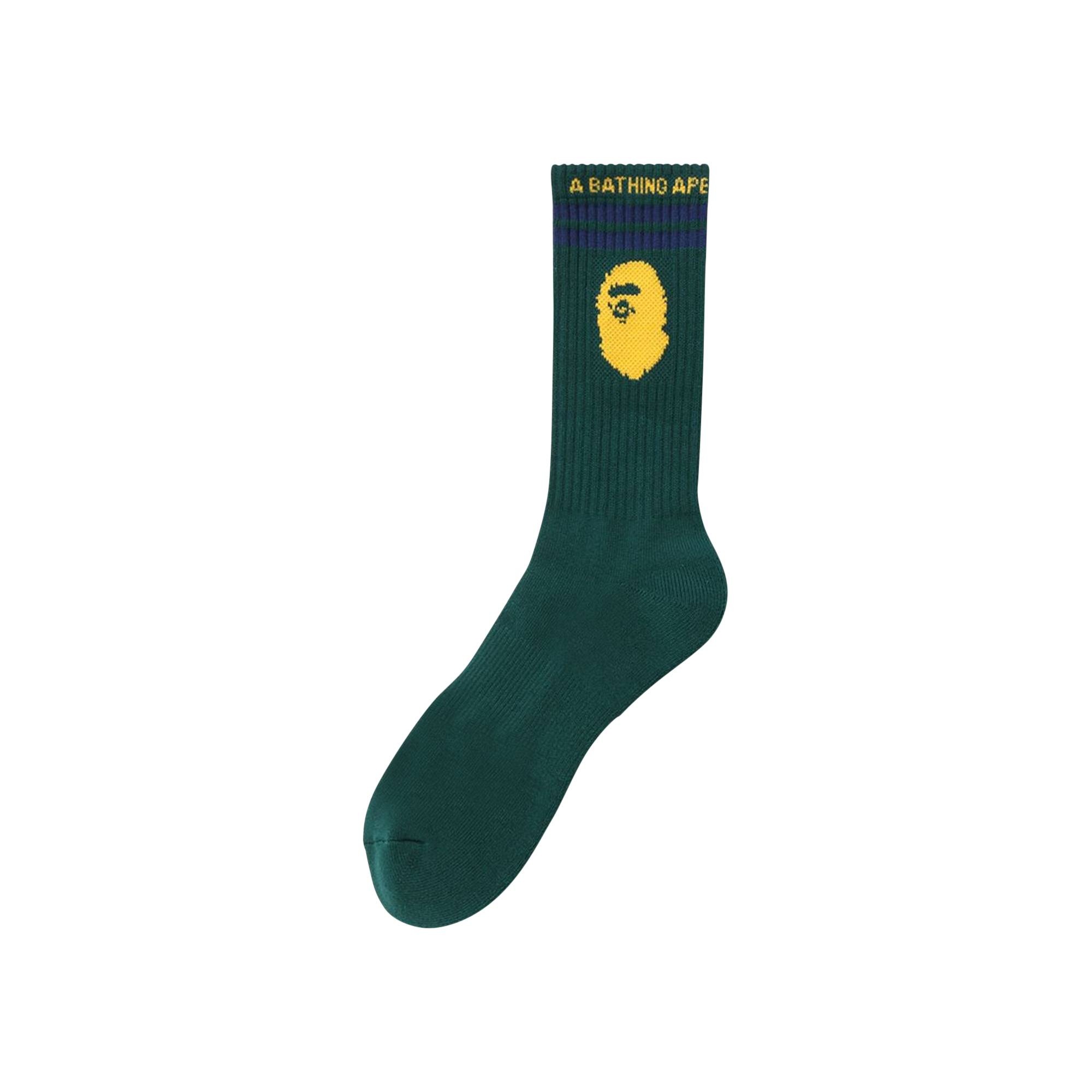 BAPE Ape Head Line Socks 'Green' - 1
