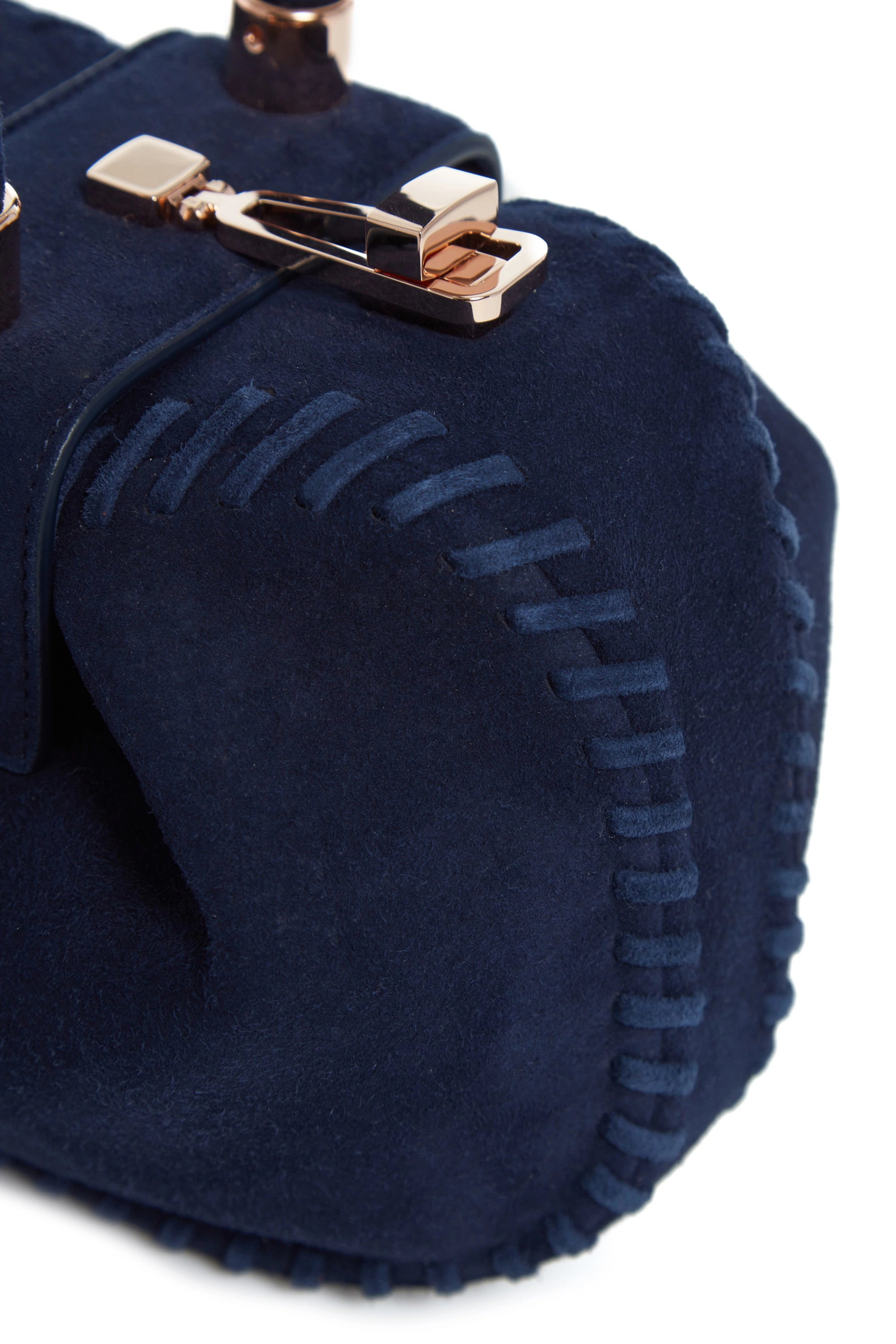 Whipstitch Demi Bag in Navy Suede - 5