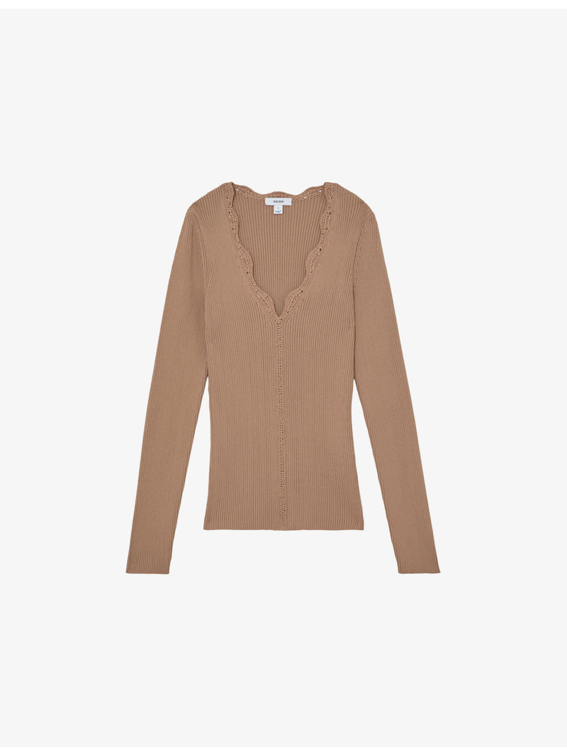 Lara Crochet-Trim Knitted Top 1