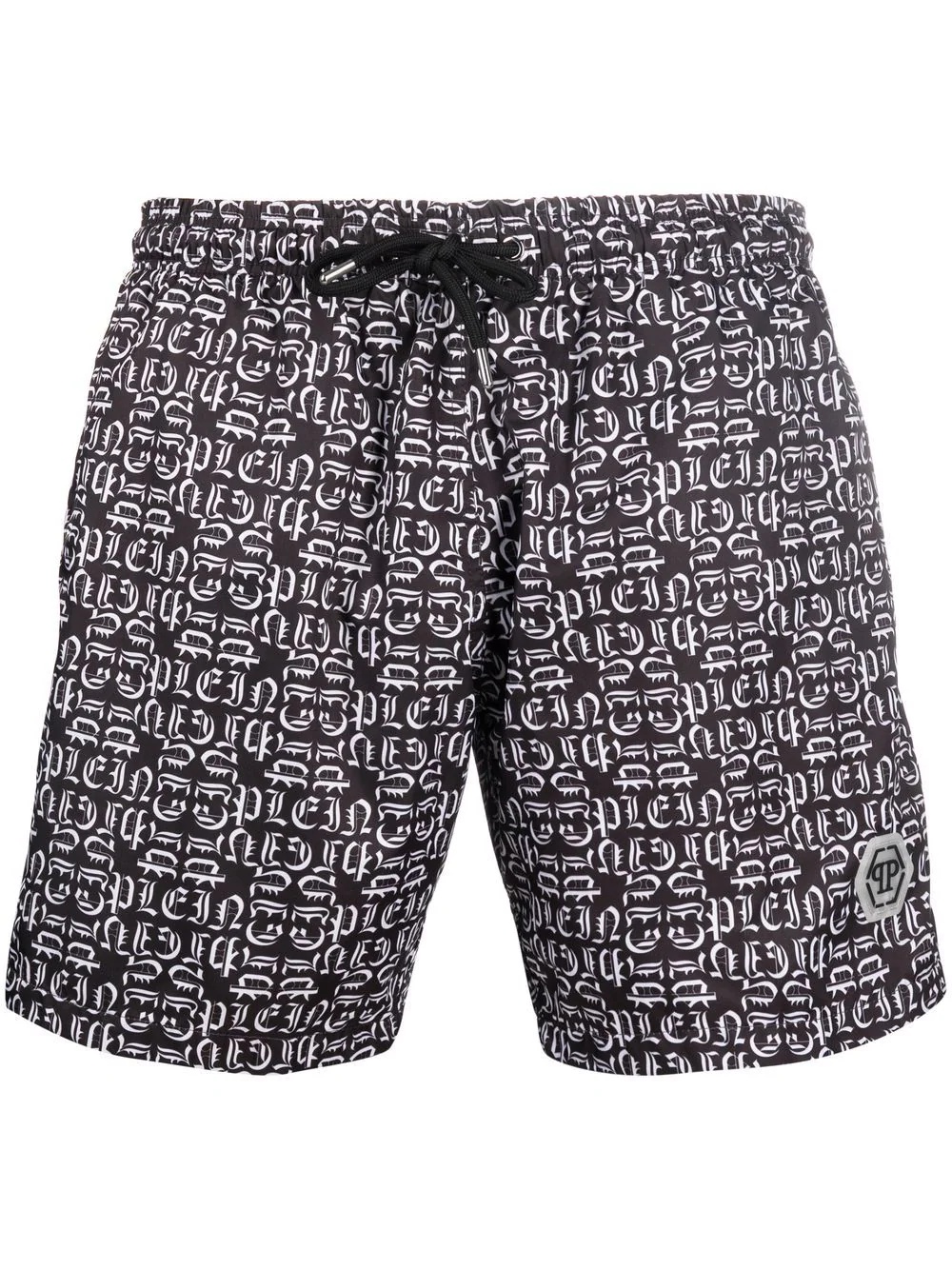 gothic logo-print drawstring swim shorts - 1