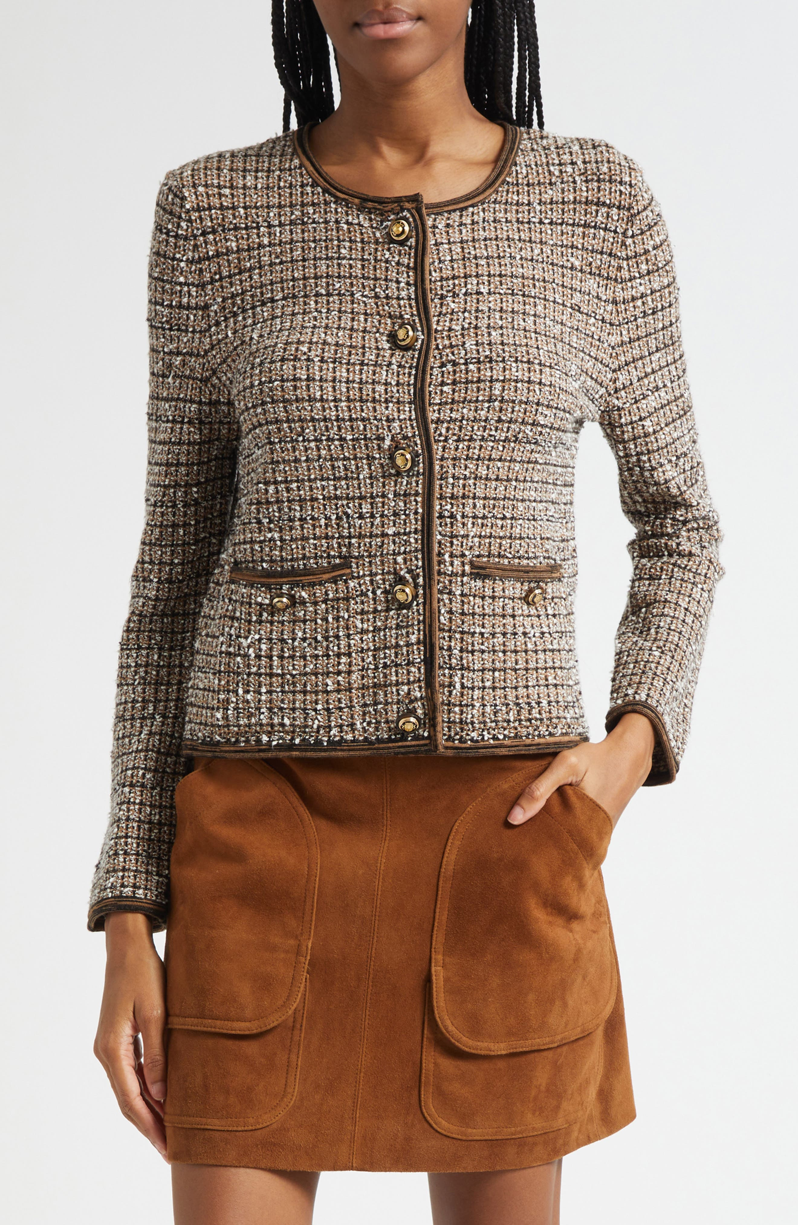 Veronica Beard Brisa Tweed Knit Jacket in Acorn Multi at Nordstrom - 1