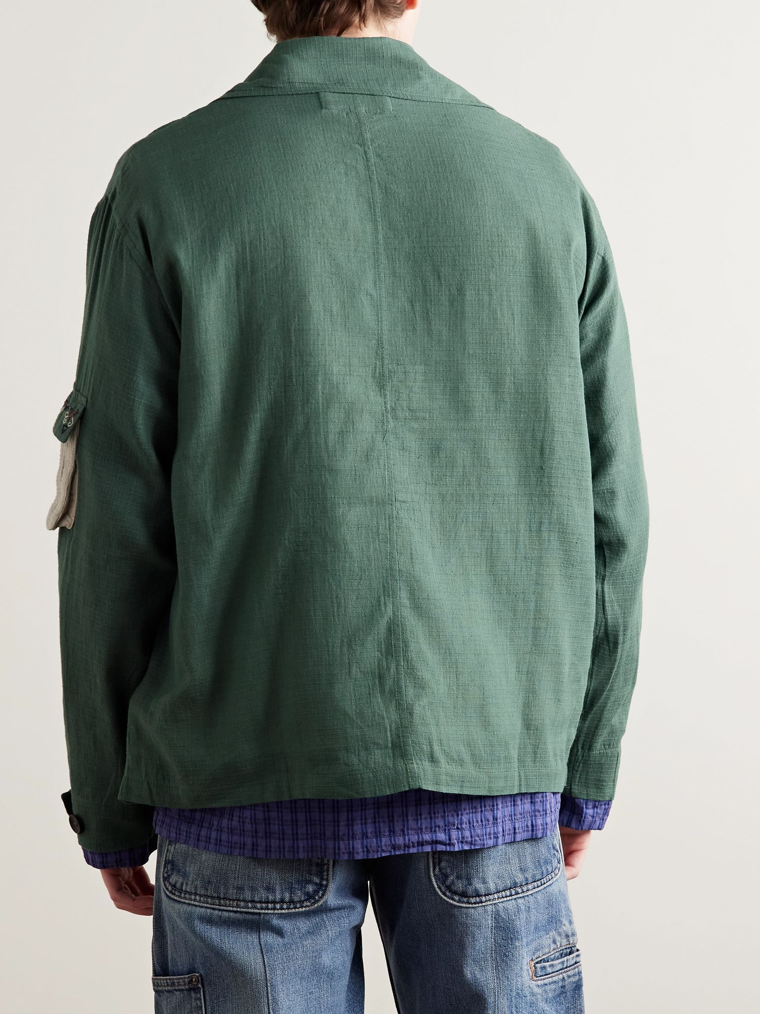 Embroidered Cotton-Ripstop Jacket with Detachable Liner Green - 3