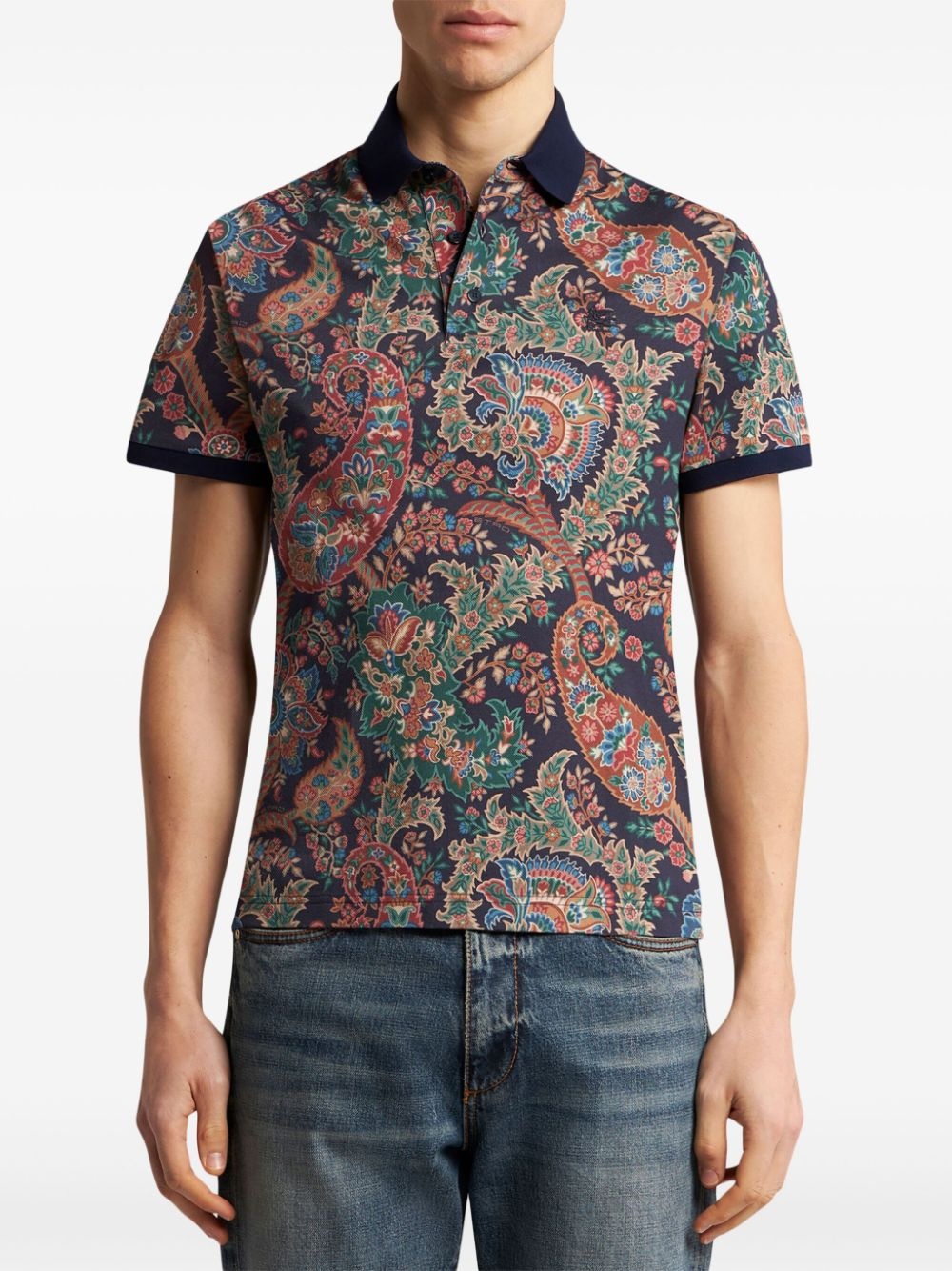 floral paisley print polo shirt - 2