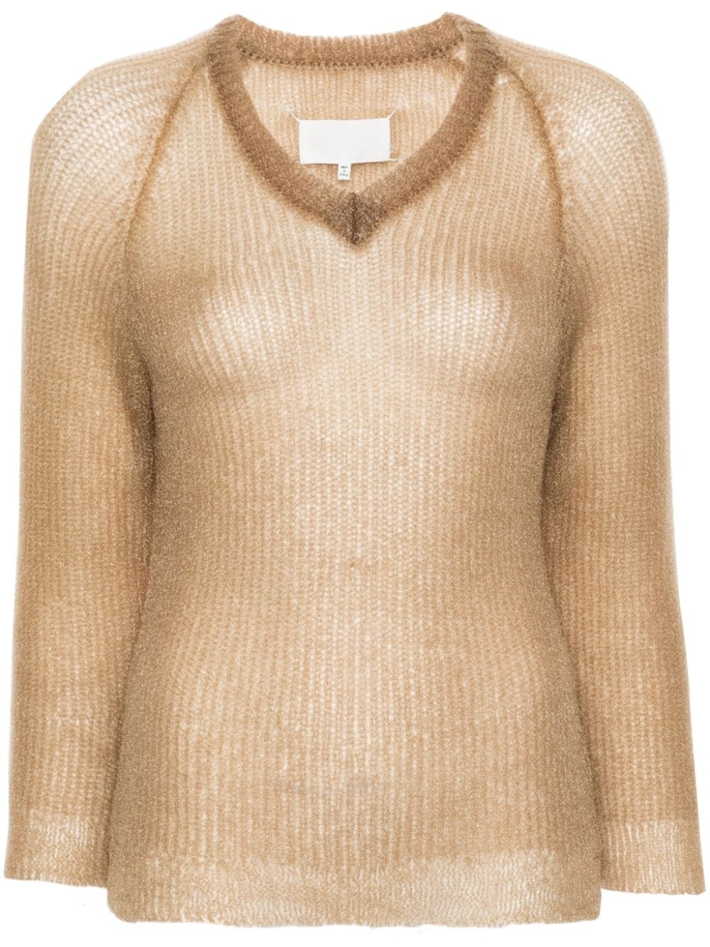 semi-sheer V-neck jumper - 1