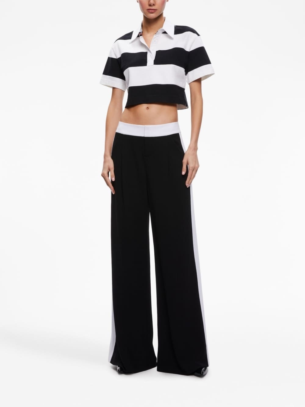 stripe-detail wide-leg trousers - 2