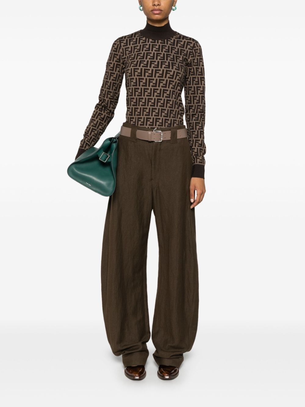 Fendi Women Maglia In Cotone Ff Marrone - 5