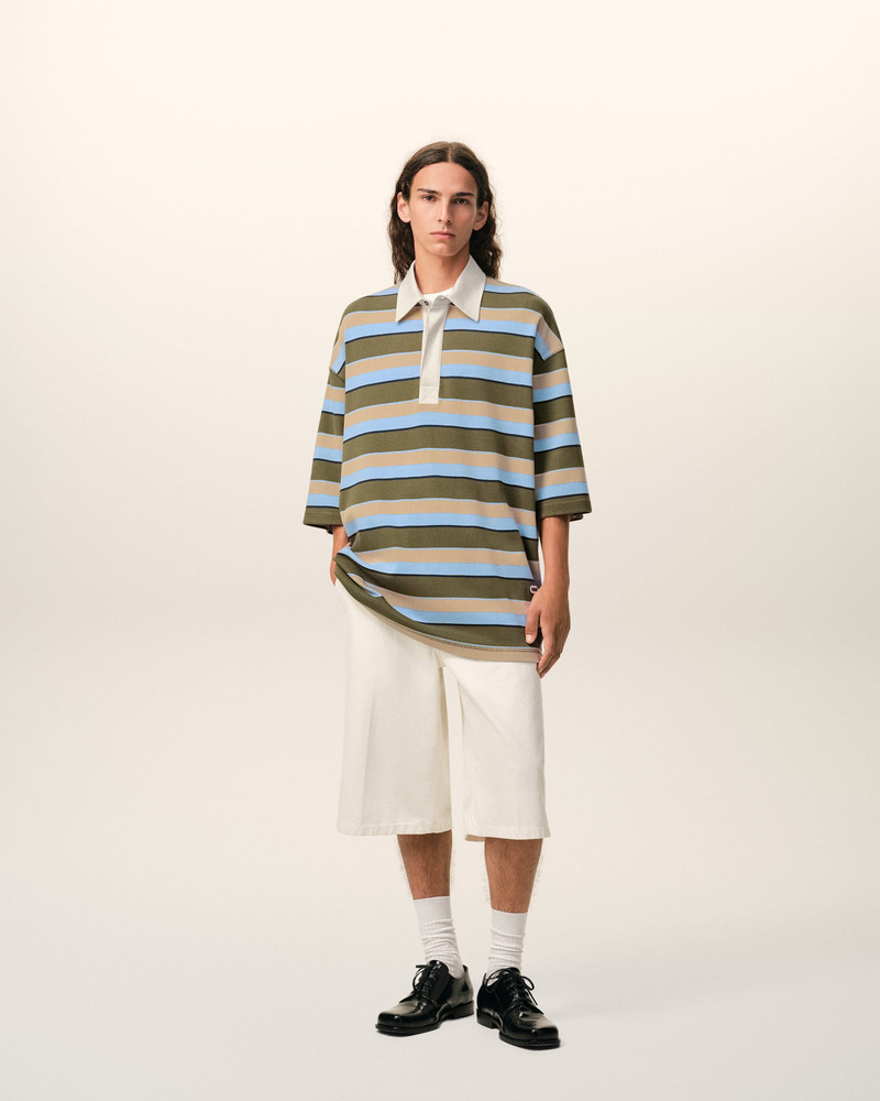 AMI Paris BLUE STRIPED COTTON AMI PATCH POLO outlook