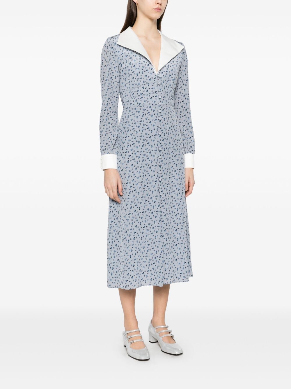 rose-print midi dress - 3