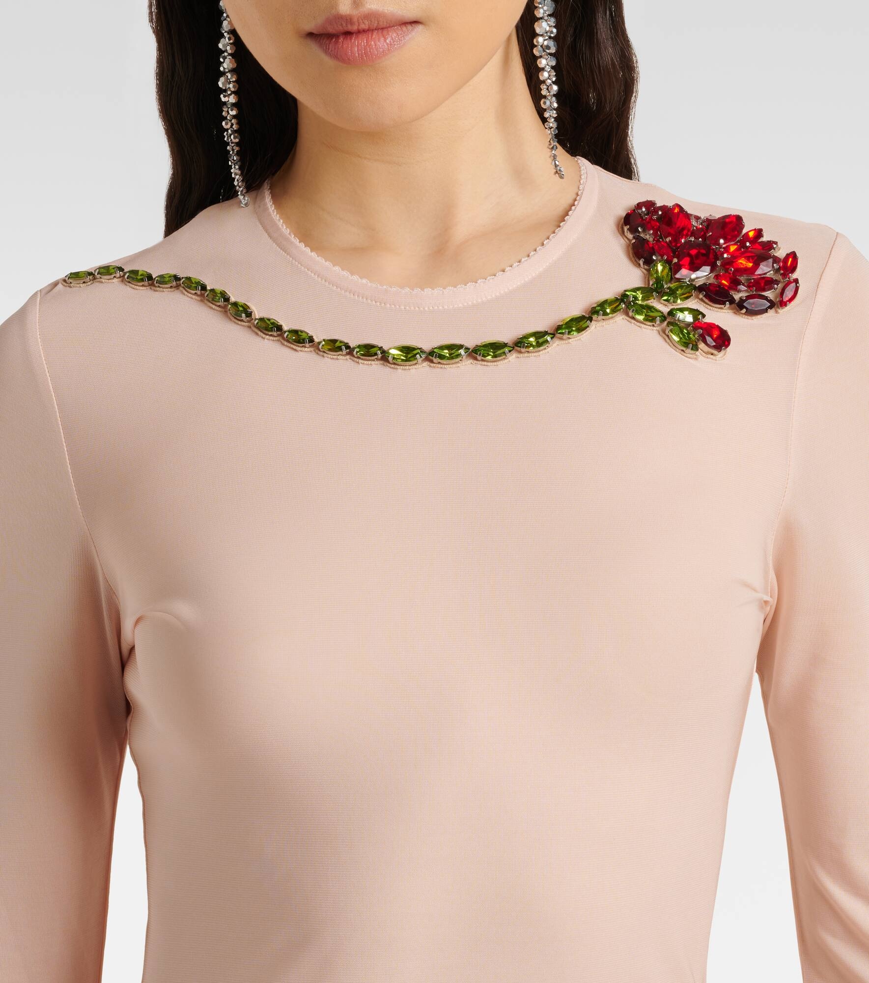 Embellished mesh midi dress - 4