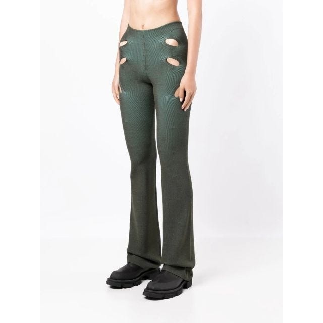 Green lock split pants - 3