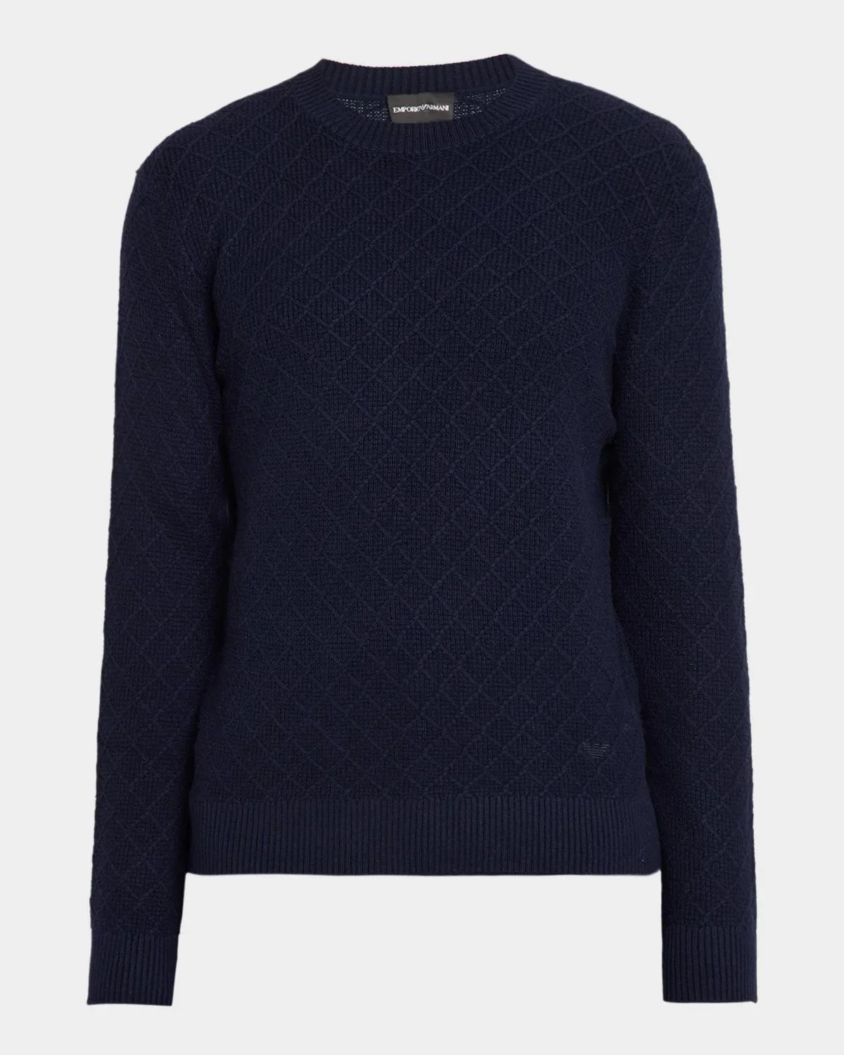Men's Wool-Cashmere Diamond Grid Crewneck Sweater - 1