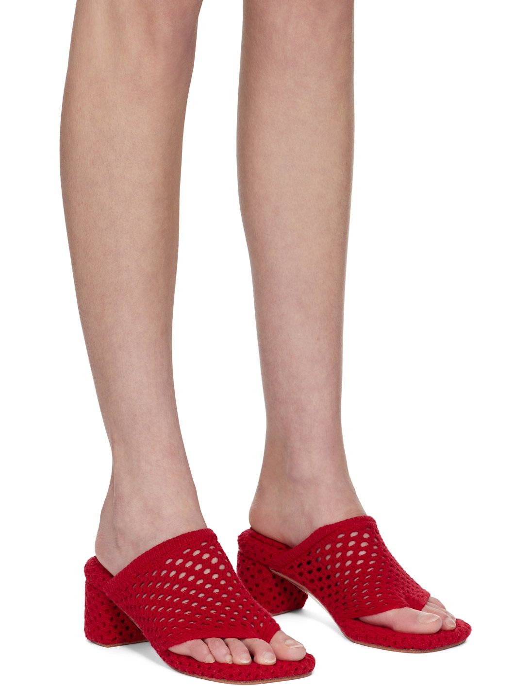 SSENSE Exclusive Red Knit Heeled Sandals - 4