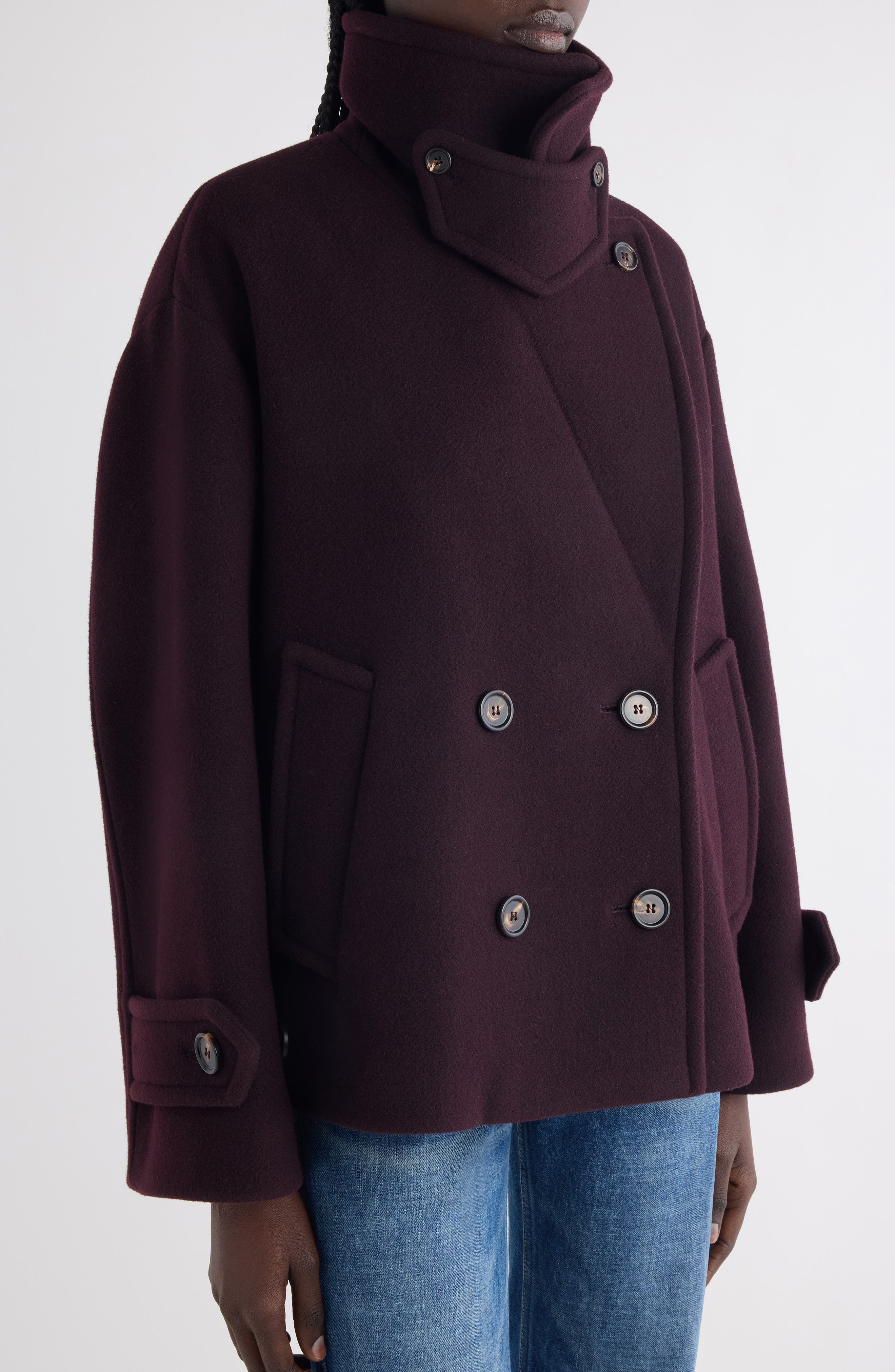 Chloé Iconic Soft Wool Blend Coat in Deep Purple at Nordstrom - 5