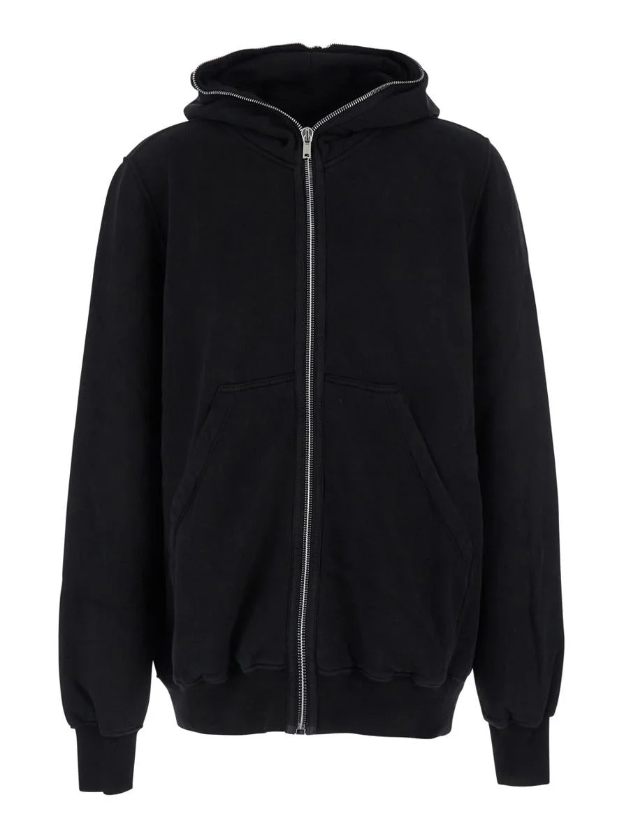 Rick Owens Drkshdw Black Hoodie With Kangaroo Pocket On The Front In Cotton Man - 1