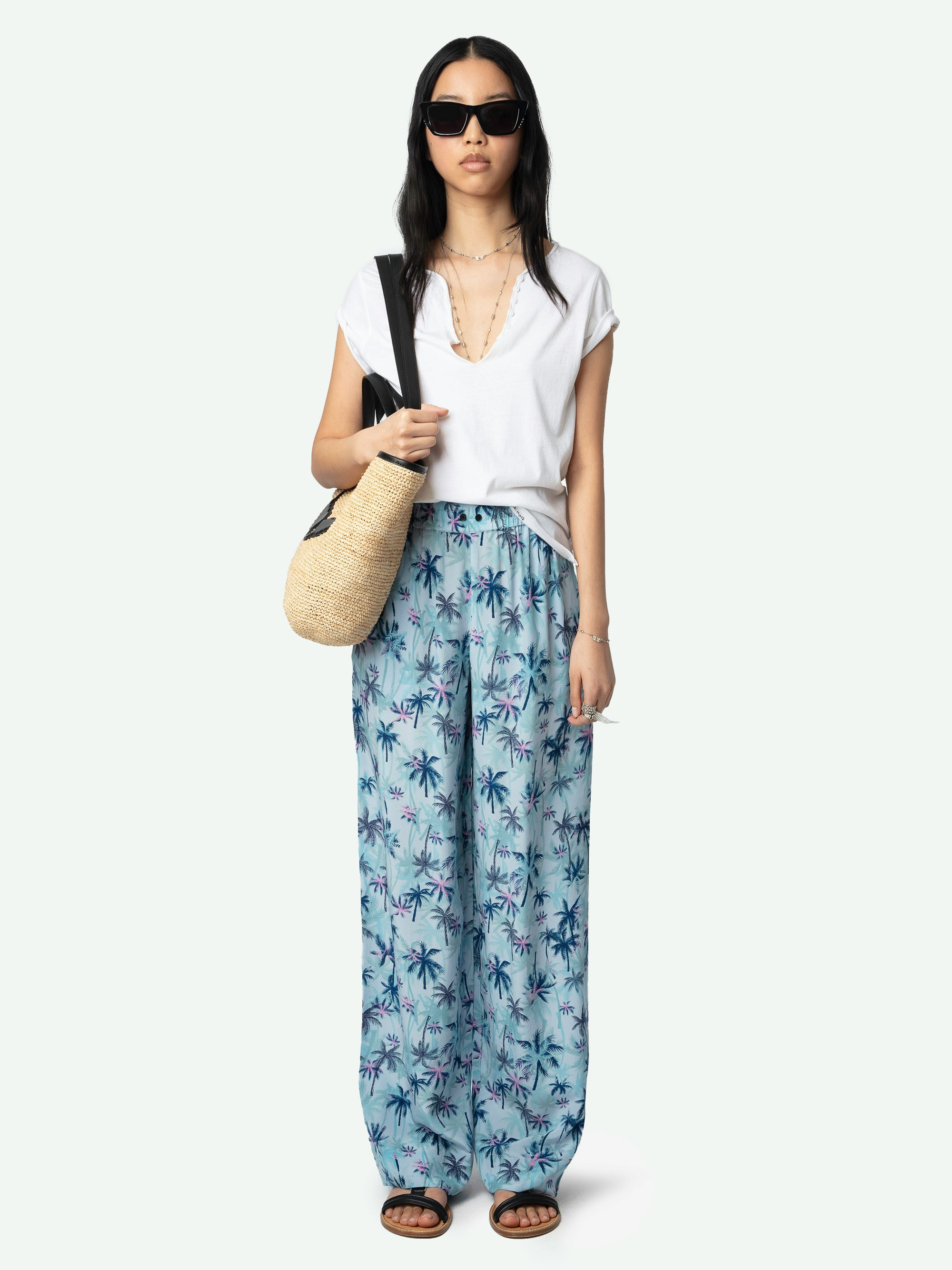 Resort Women's Wide Leg Silk Pants - 5