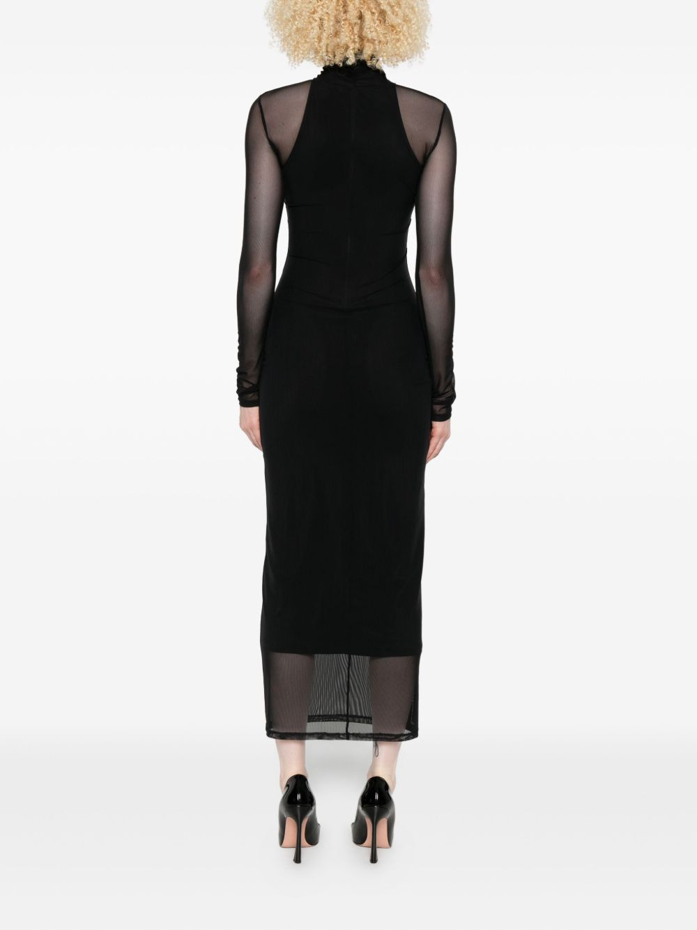 high-neck mesh maxi dress - 4