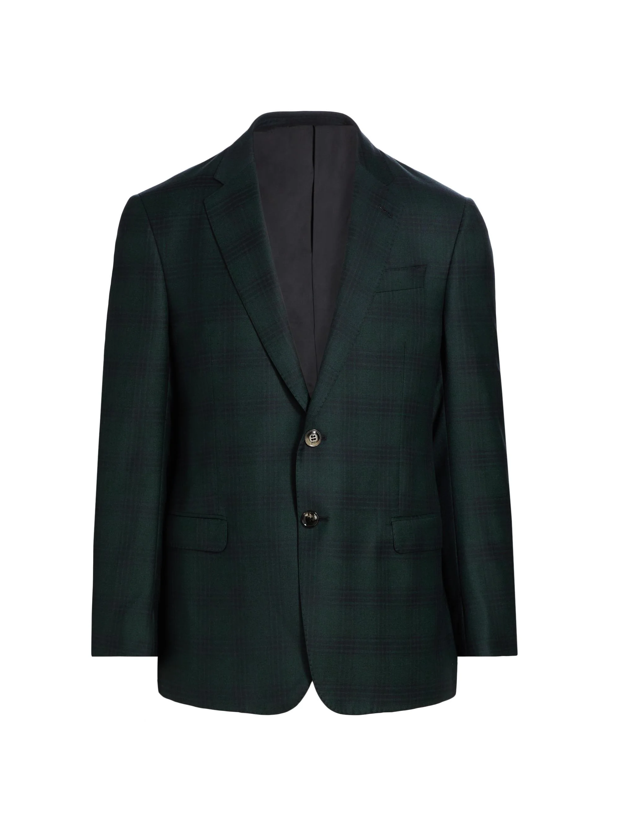Men's Plaid Wool-Cashmere Single-Breasted Blazer - Teal - 1