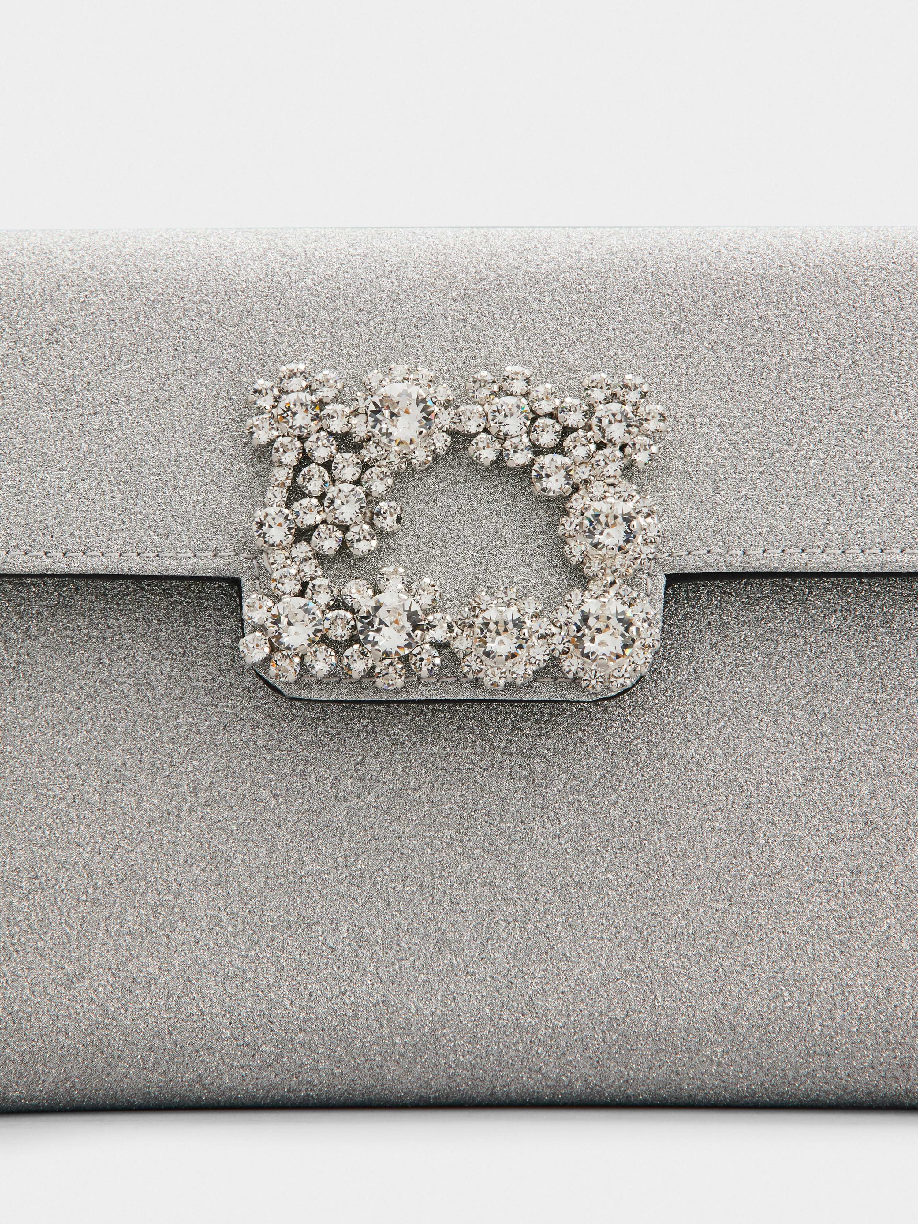 Flower Strass Buckle Clutch in Fabrics - 6