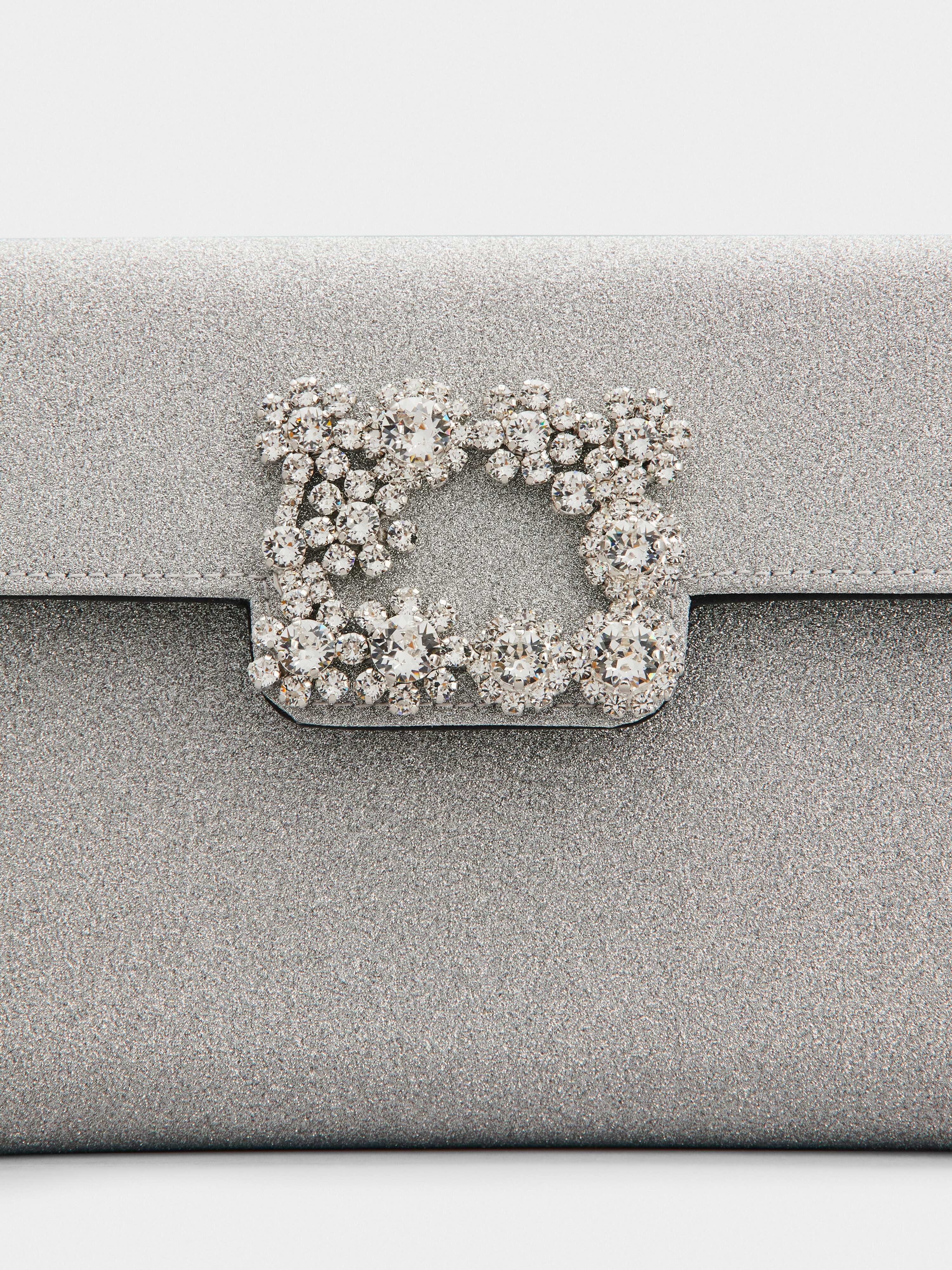 Flower Strass Buckle Clutch in Fabrics - 7