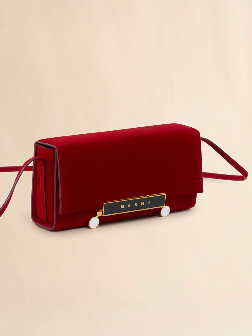 RED SUEDE VHS E/W CLUTCH - 5