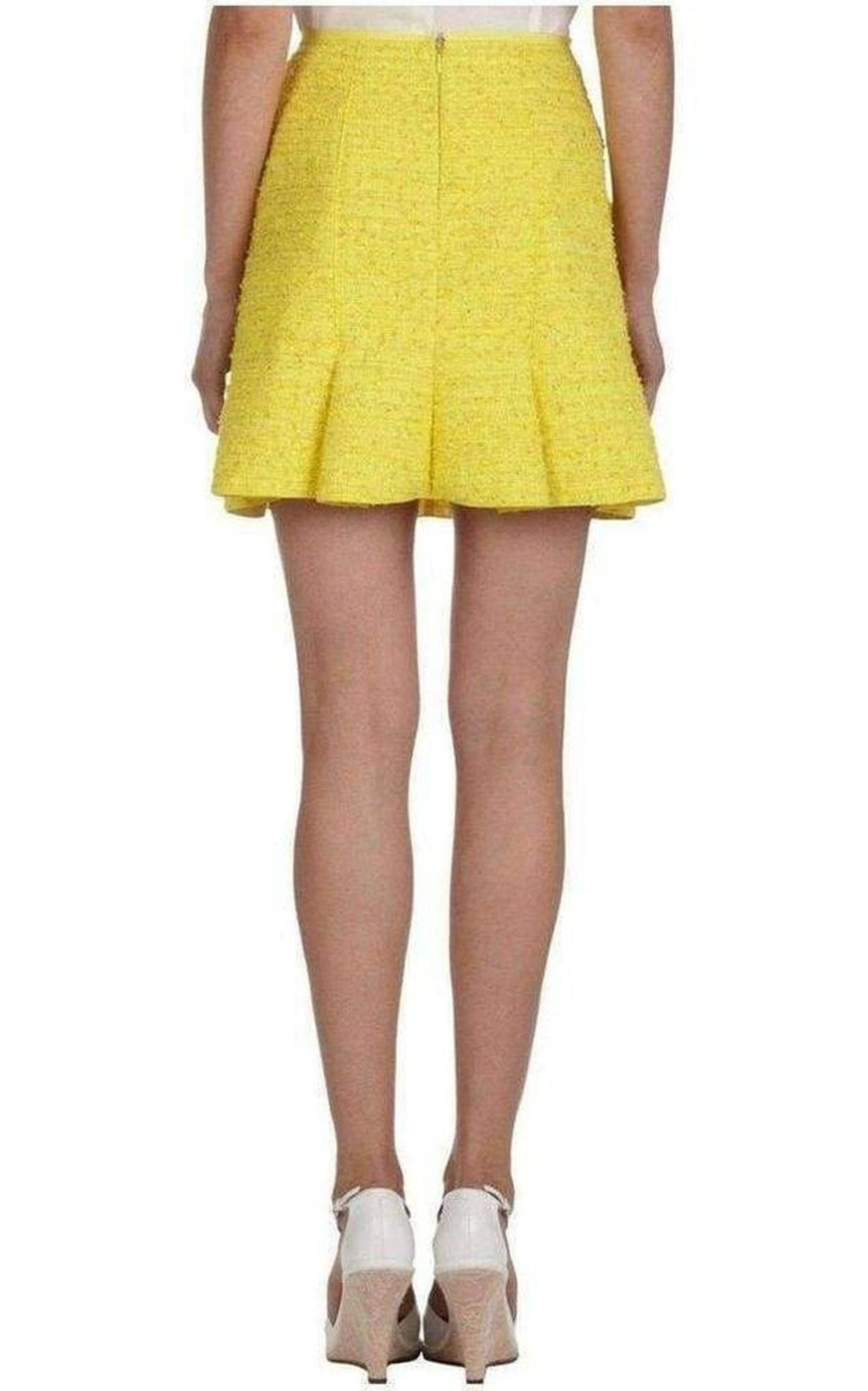 Yellow Tweet Mini Skirt - 8