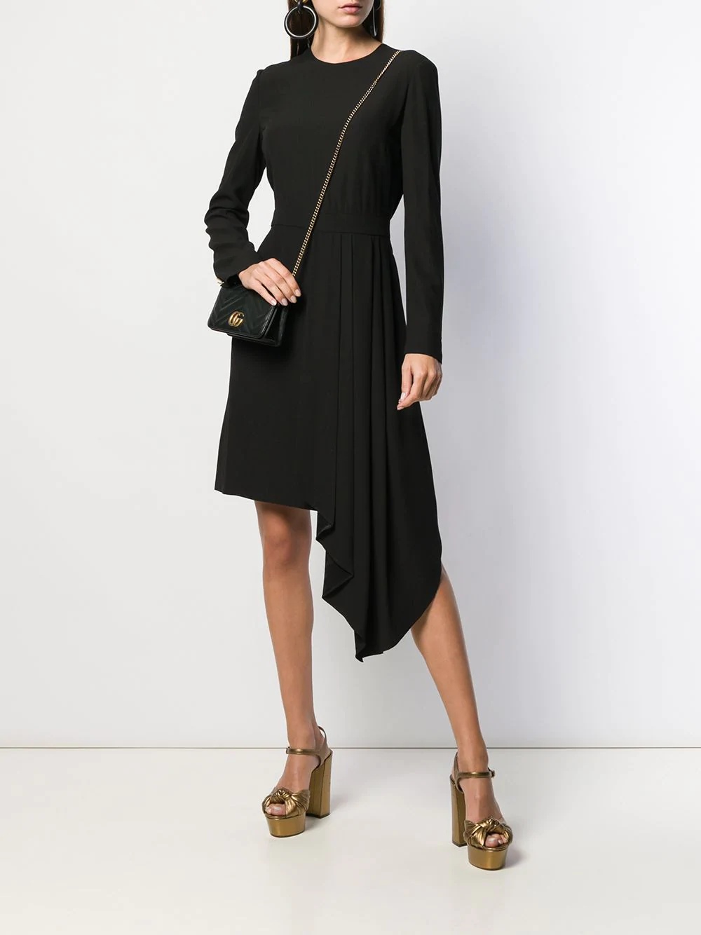 draped detail asymmetric dress - 2