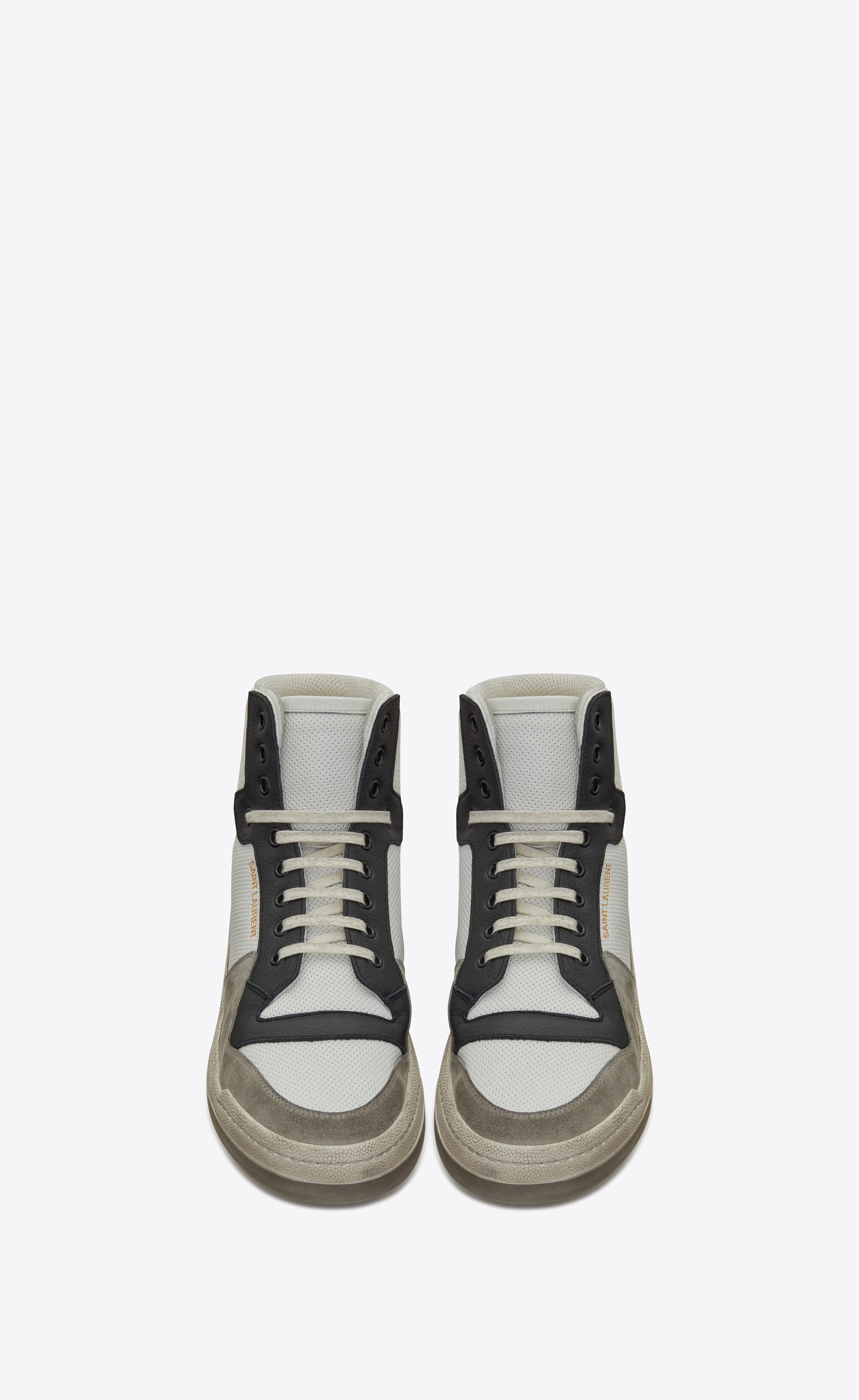 sl24 mid-top sneakers in perforated leather and suede - 2