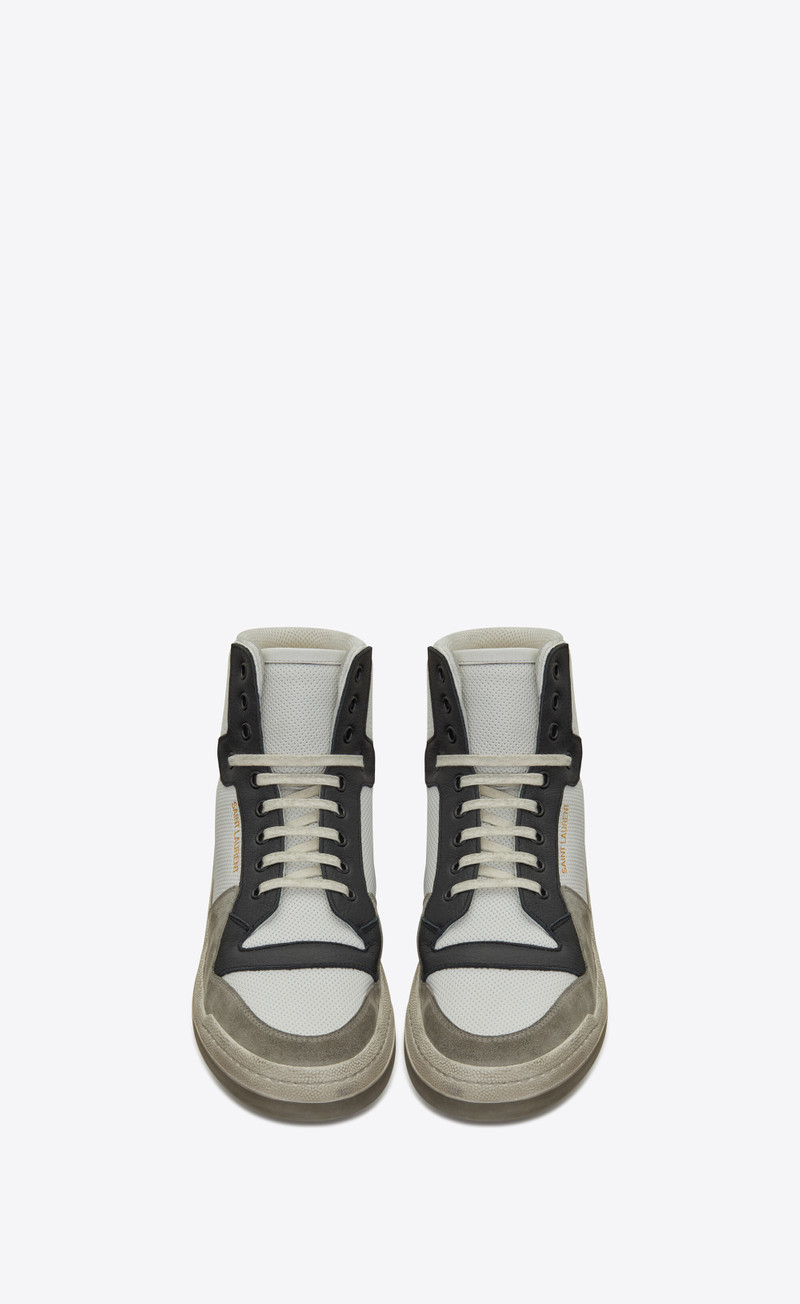 SAINT LAURENT sl24 mid-top sneakers in perforated leather and suede outlook