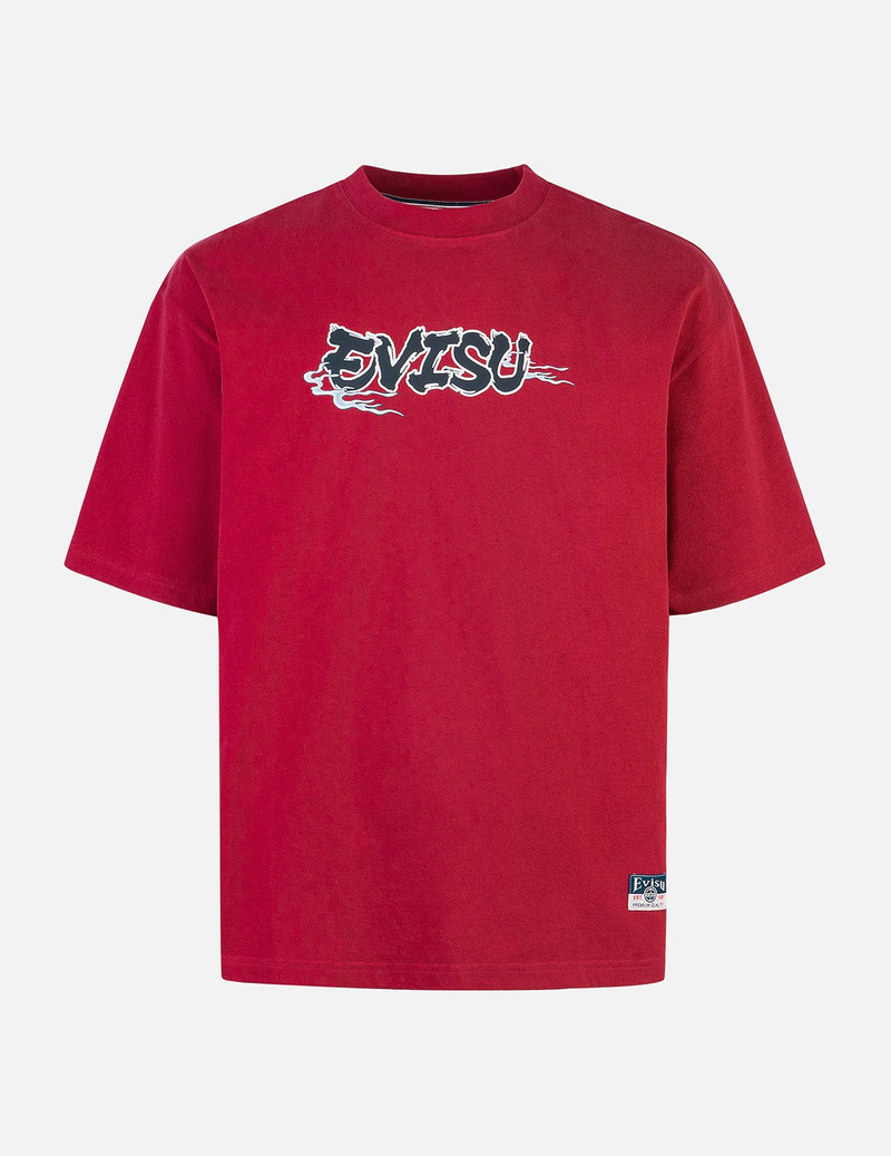 Logo and Ninja Daruma Daicock Print Loose Fit T-shirt 1