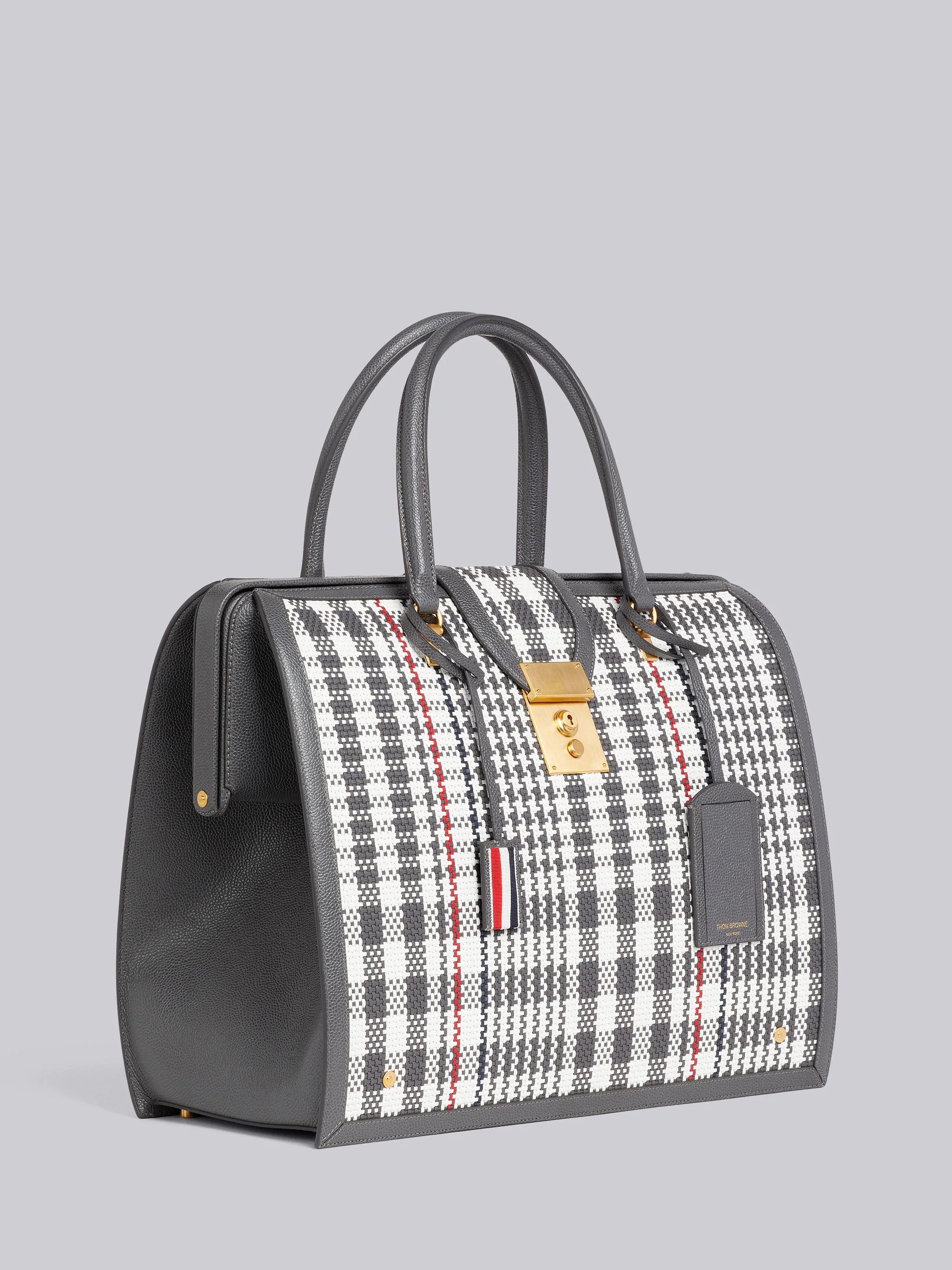 Dark Grey Woven Houndstooth Calf Leather Mr. Thom Bag - 3