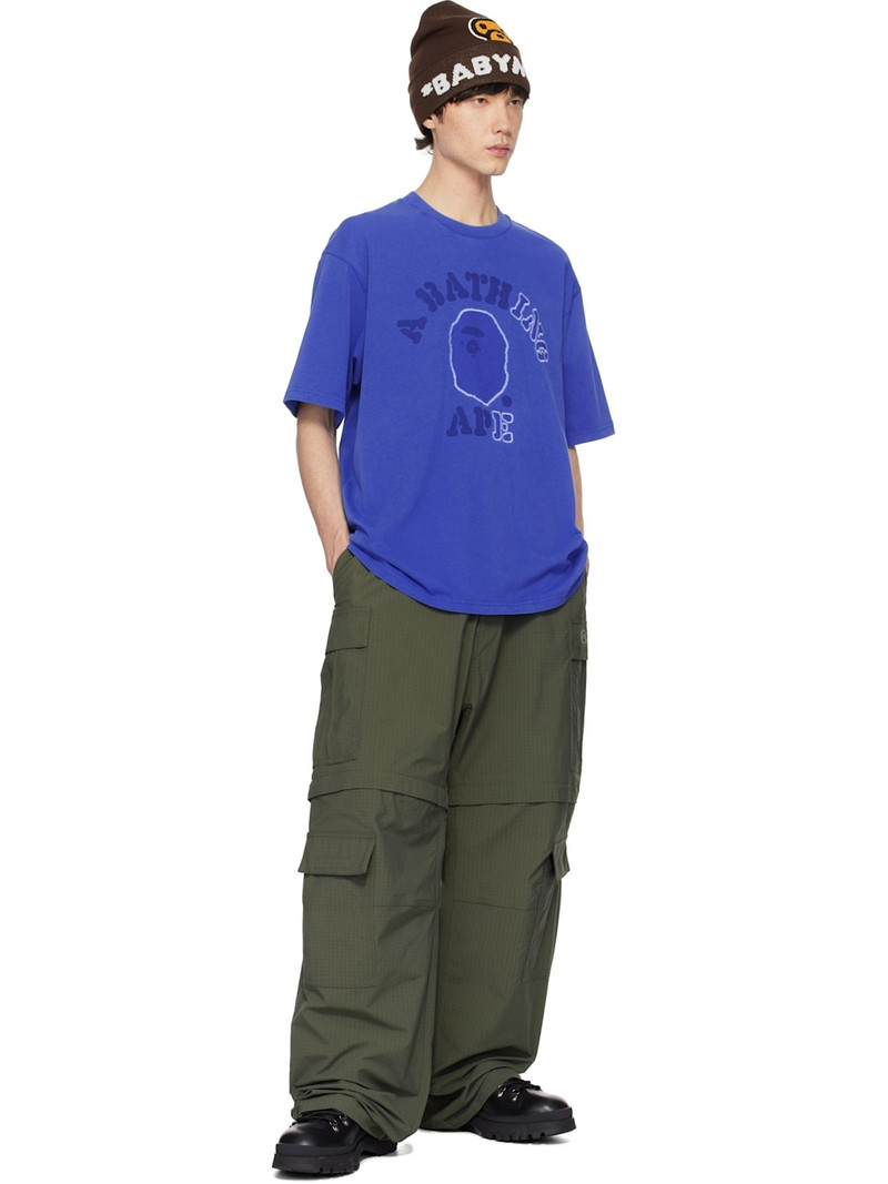 A BATHING APE® Blue Garment Dye College Relaxed Fit T-shirt outlook
