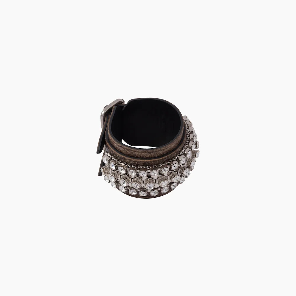 Nappa leather bracelet with crystals - 4