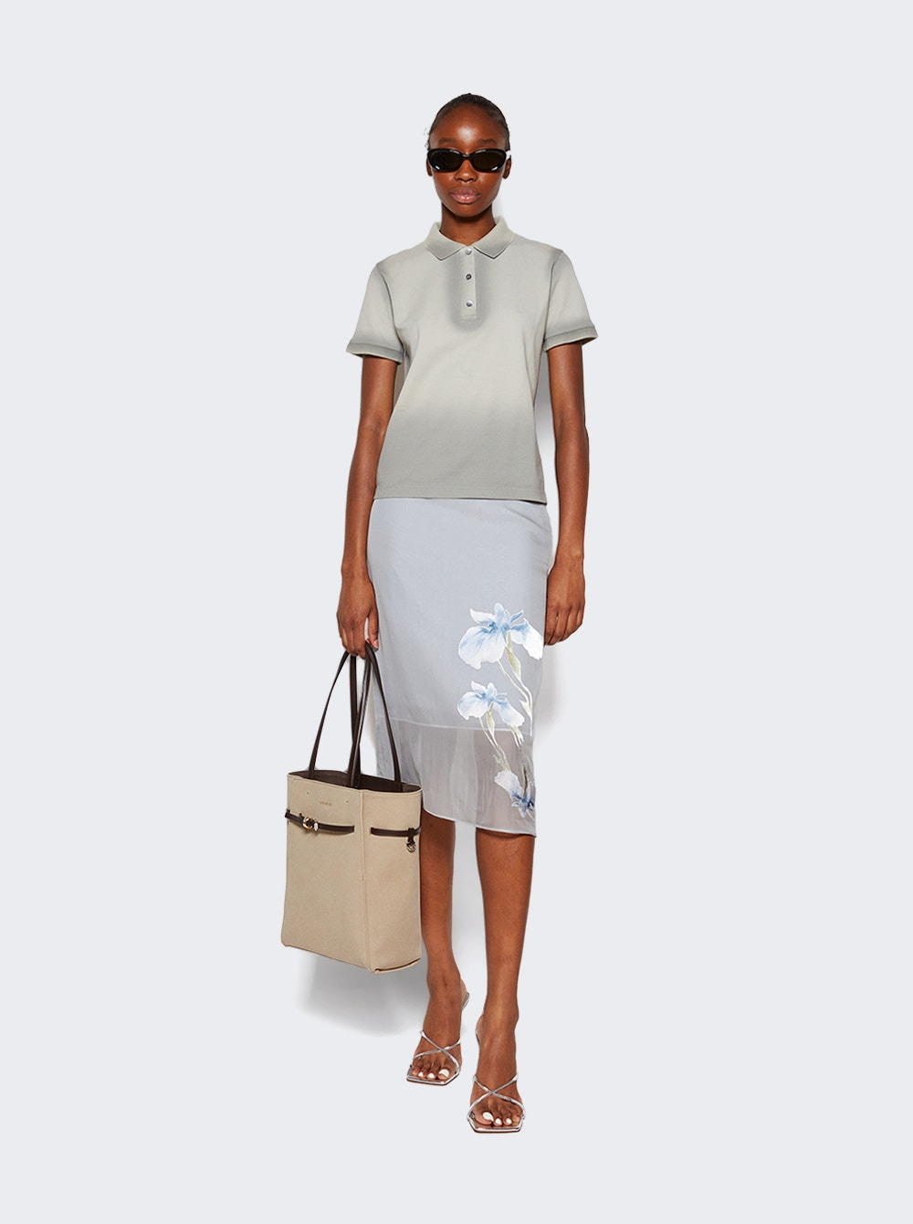 Small Voyou Leather Tote Bag Army Beige - 3
