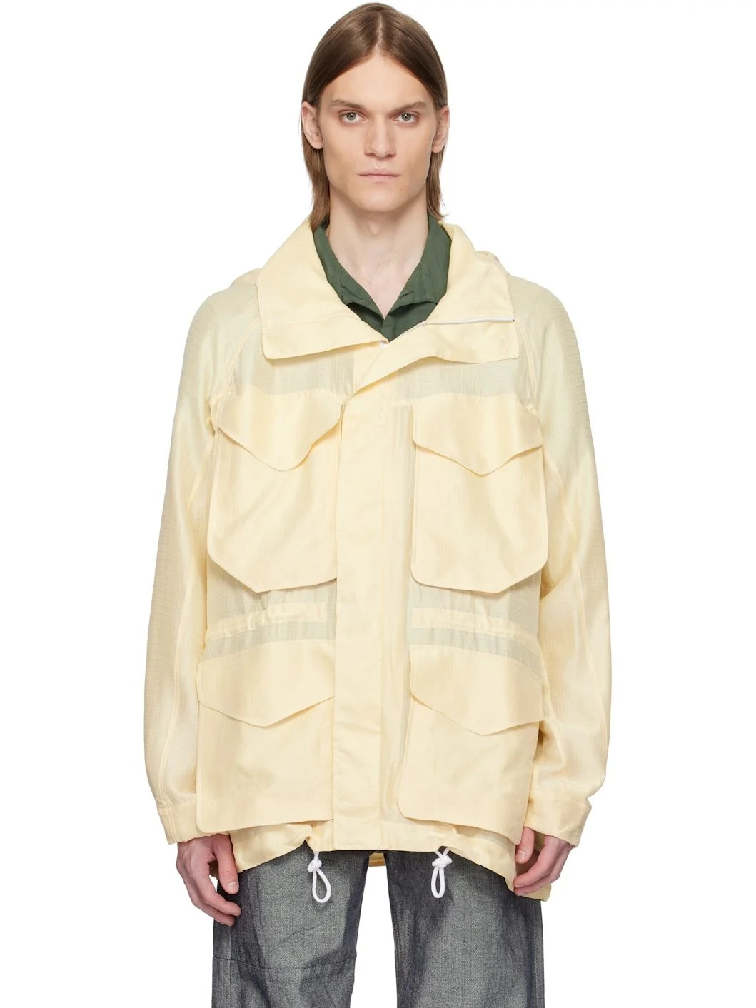 Yellow Explorer Silk Ripstop Long Hoodie Jacket - 1