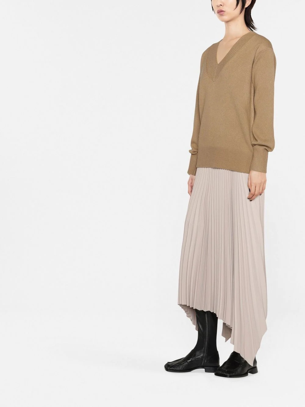 V-neck draped-sleeve jumper - 3