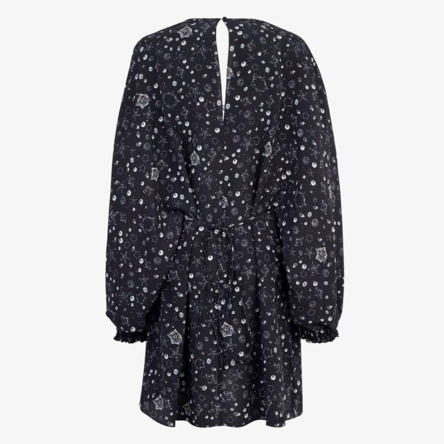 Fendi Blue Starry Sky Crepe Dress, Brand Size 42 ( US Size 6 ) - 6