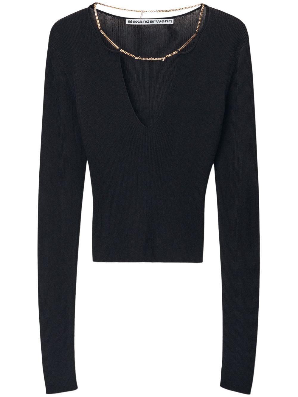 logo-plaque knitted top - 1