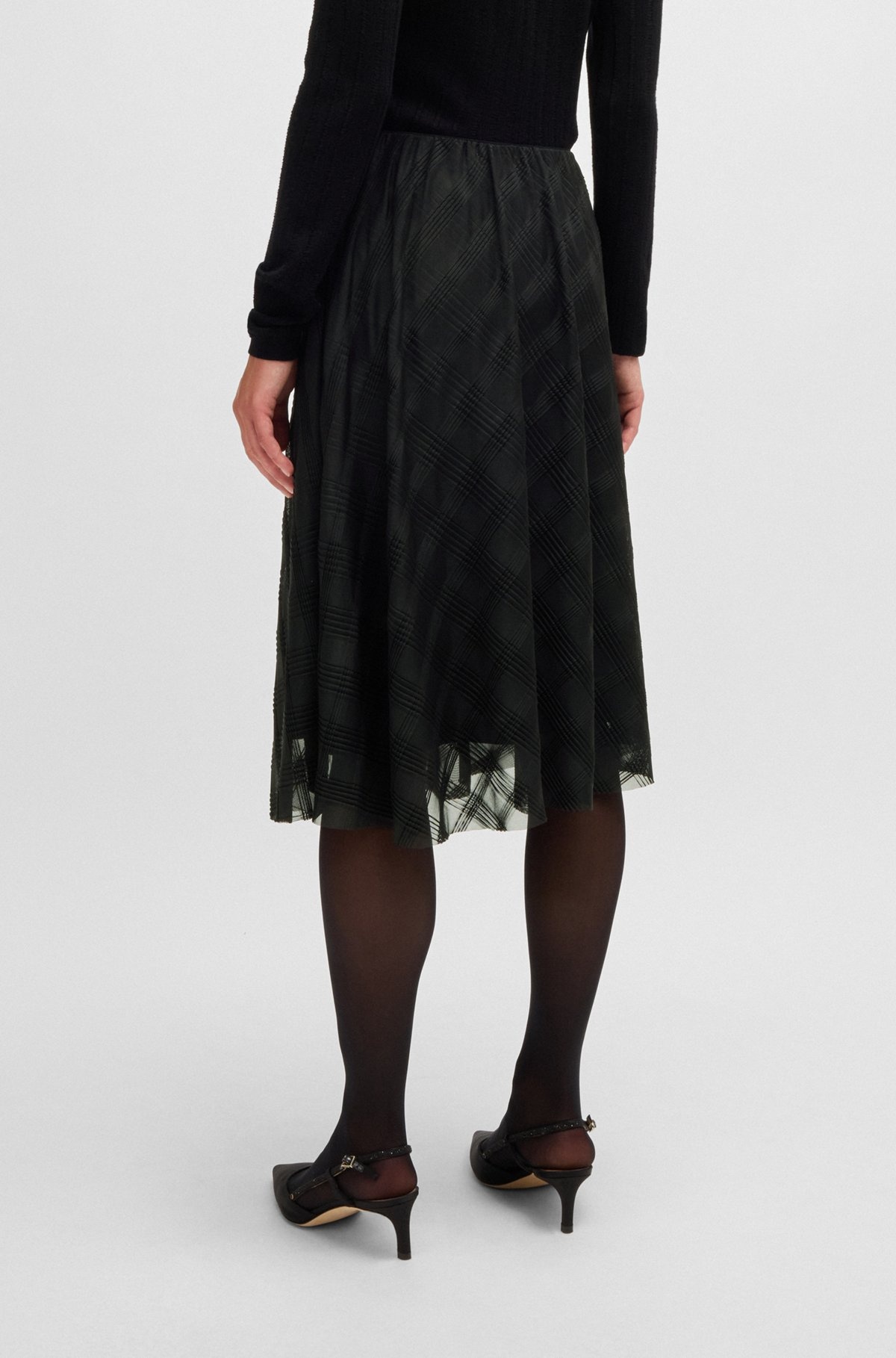 MIDI SKIRT IN PATTERNED TULLE - 4