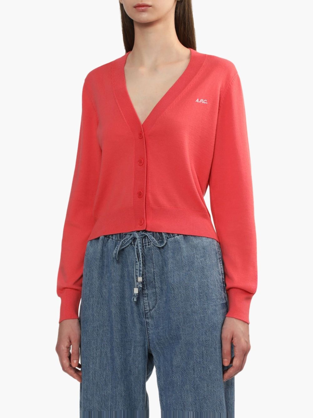 logo-printed cardigan - 3